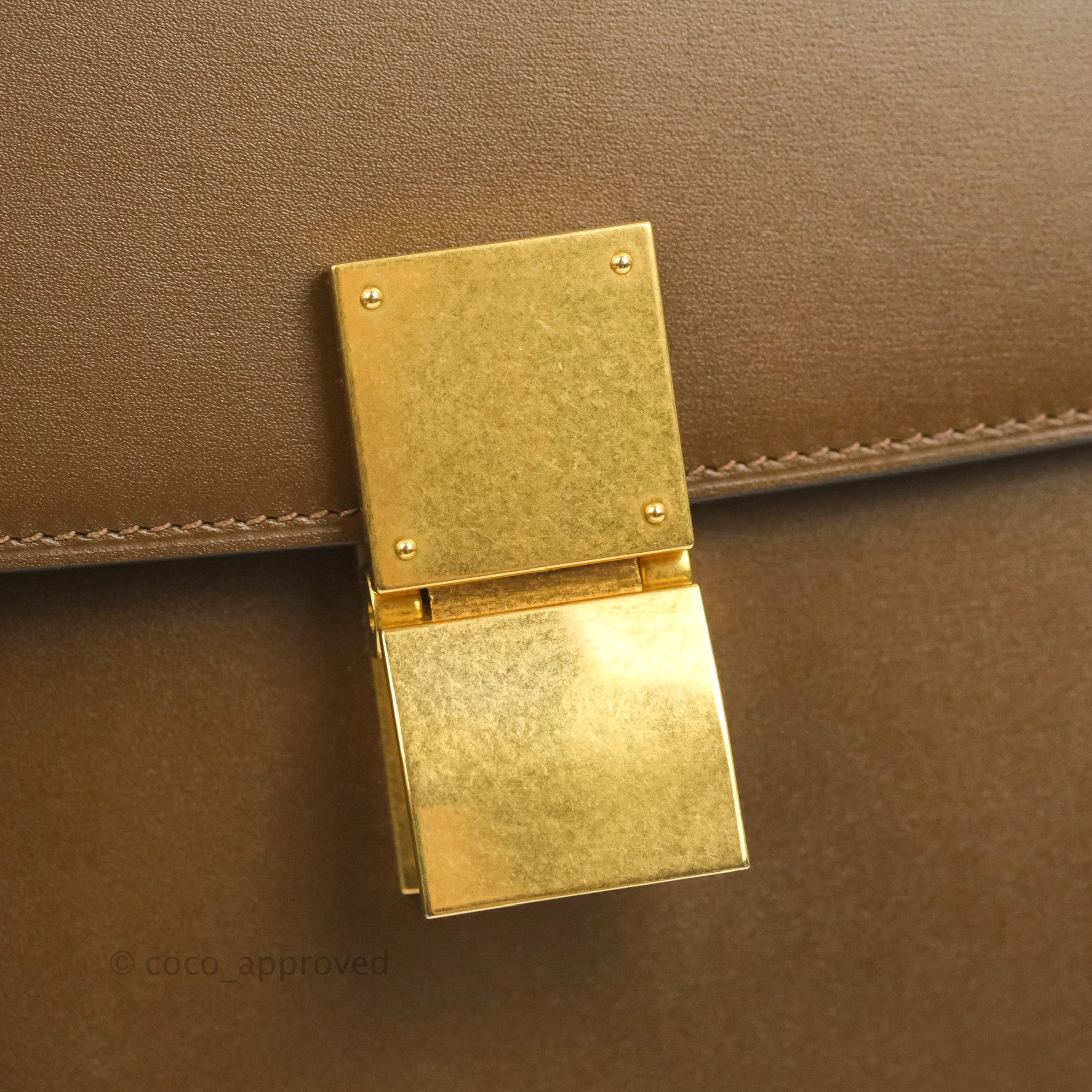 Celine Medium Classic Box Bag in Caramel Smooth Calfskin Leather - Luxury Crossbody Purse for Women, Perfect for Work, Travel & Everyday Use