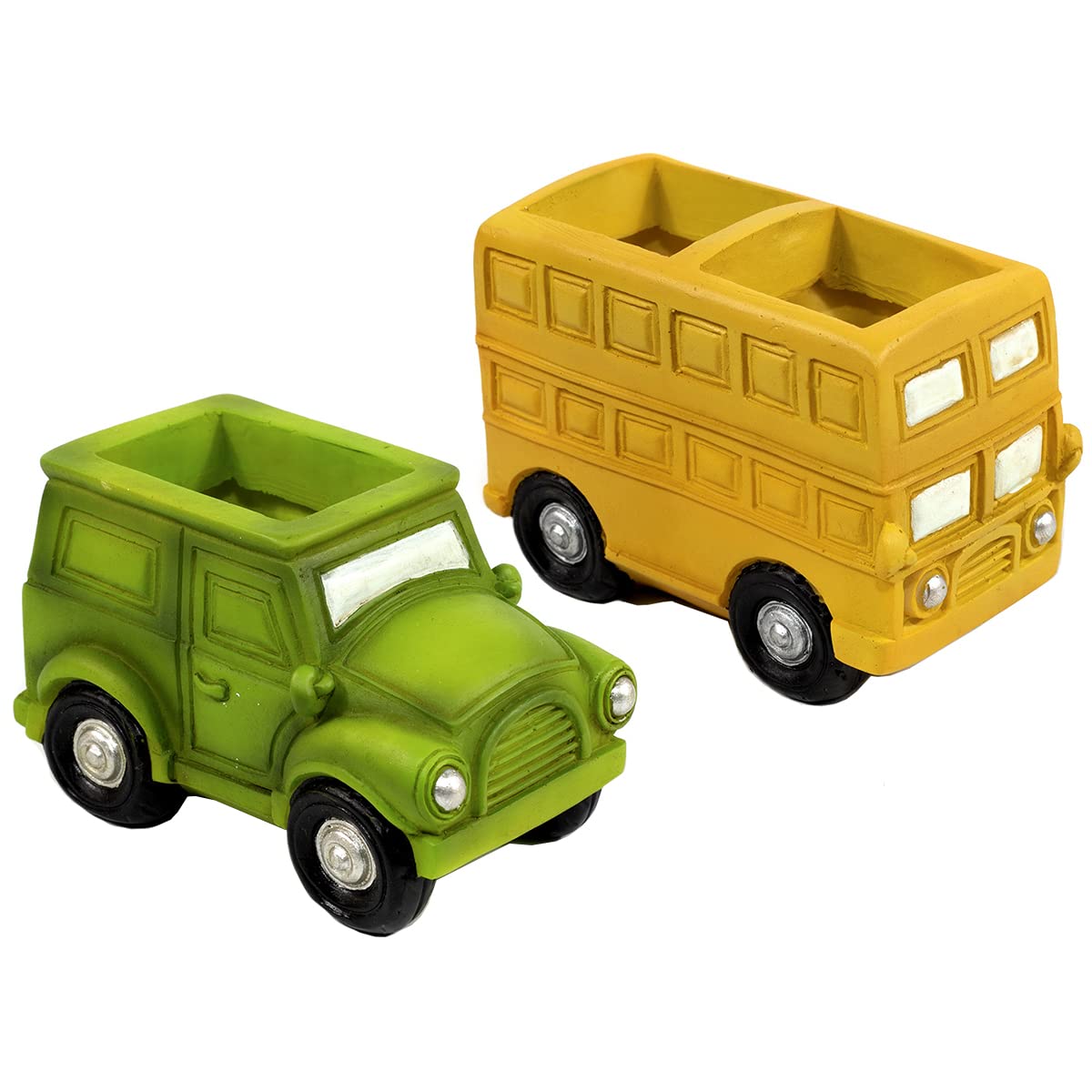 Sizikato 2 Pack Mini Resin Flower Pots - Cute Succulent Planters in Toy Car Shape for Home Decor, Office Desk & Gift Ideas