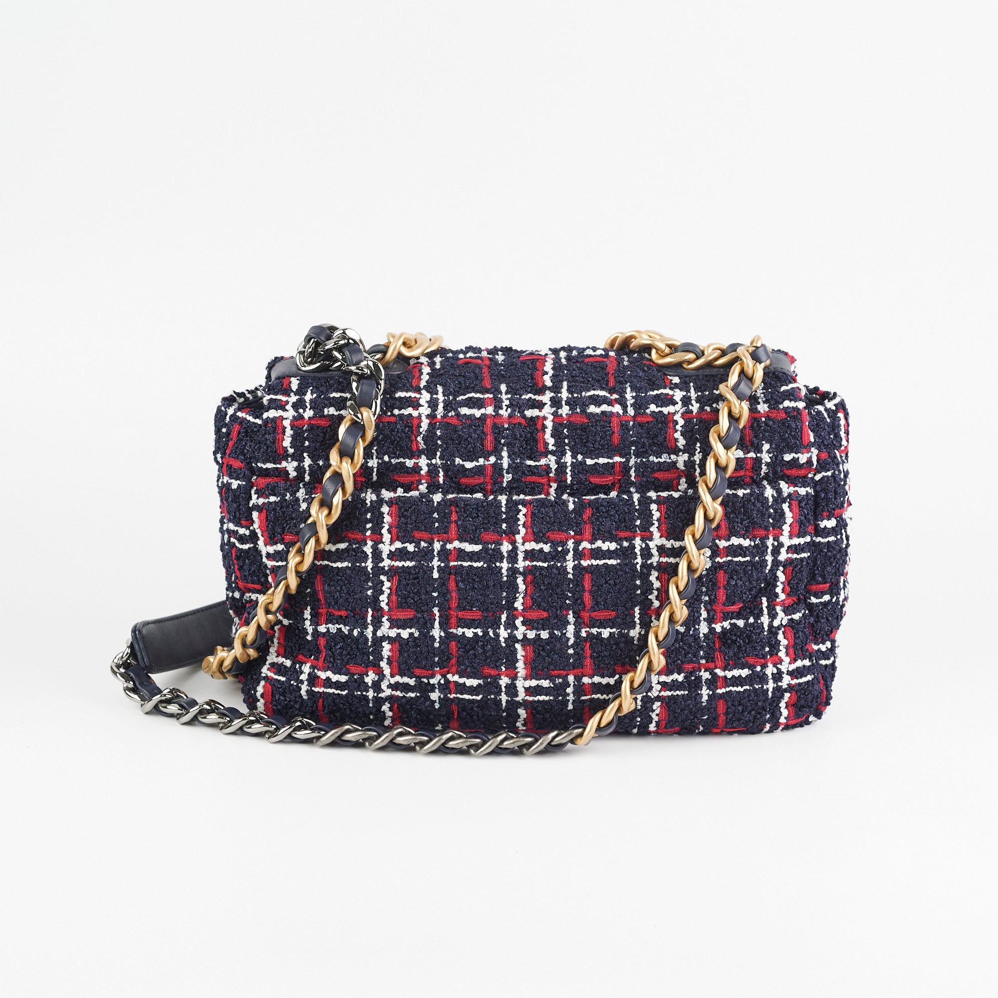 Chanel 19 Small Navy Tweed Shoulder Bag - Luxury Designer Handbag for Women, Perfect for Work, Parties & Everyday Use