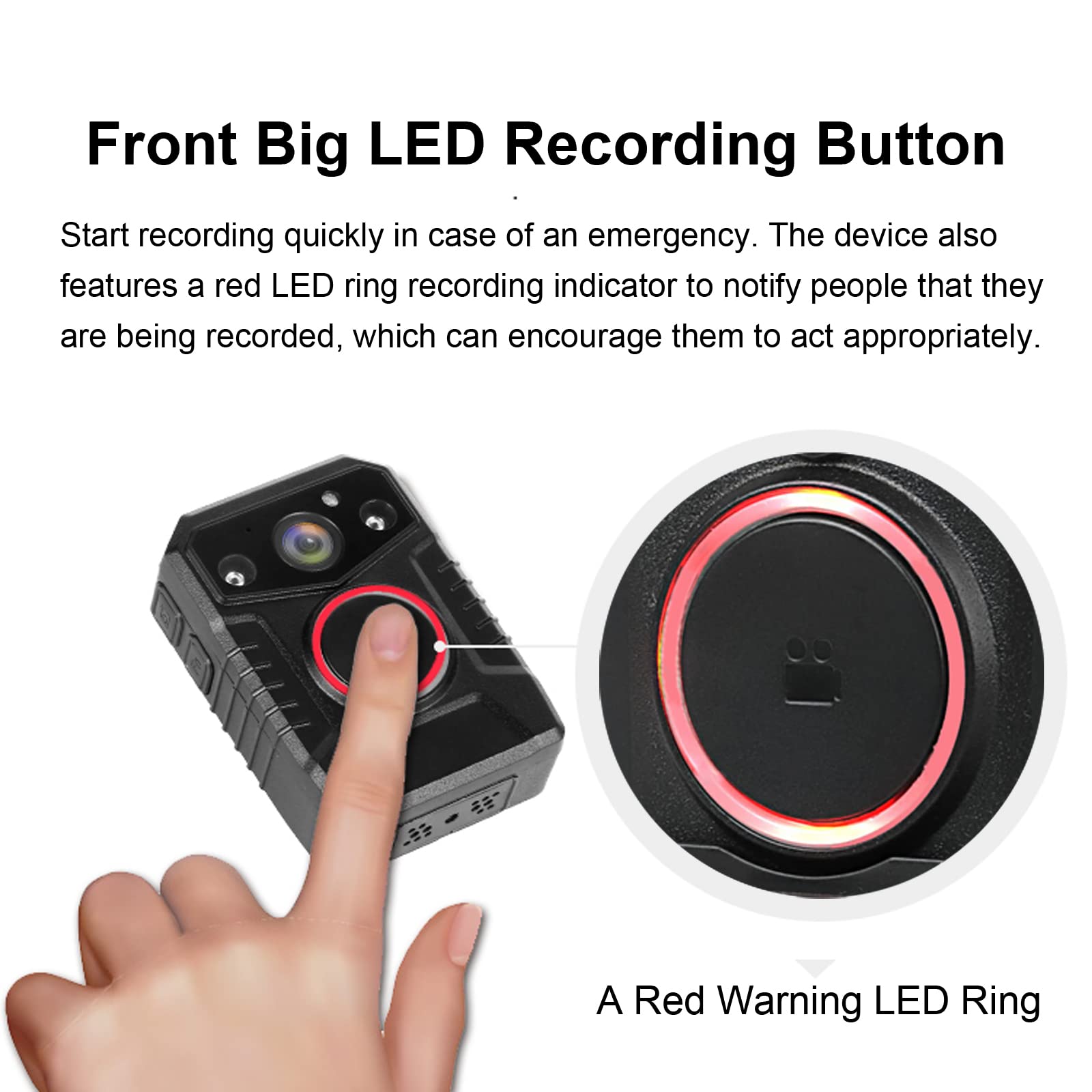 SPIKECAM Body Camera - 11-Hour Battery Life, Front Big Button Design, HD Video & Audio with Night Vision, Police Security WiFi GPS Body Worn Camera (64GB) - Ideal for Law Enforcement, Security Guards & Outdoor Activities