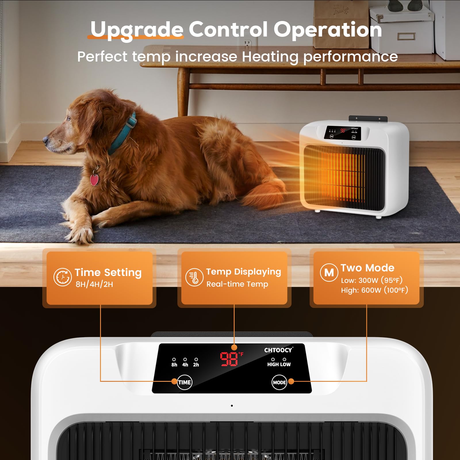 600W Dog House Heater with Timer (2/4/8 Hours) - Dual Mode 300W/600W Pet Heater for Outdoor Winter Use - Safe Electric Heater for Dog Kennels, Cat Cages & Livestock Coops - Perfect for Cold Weather Pet Protection & Indoor/Outdoor Animal Warmth