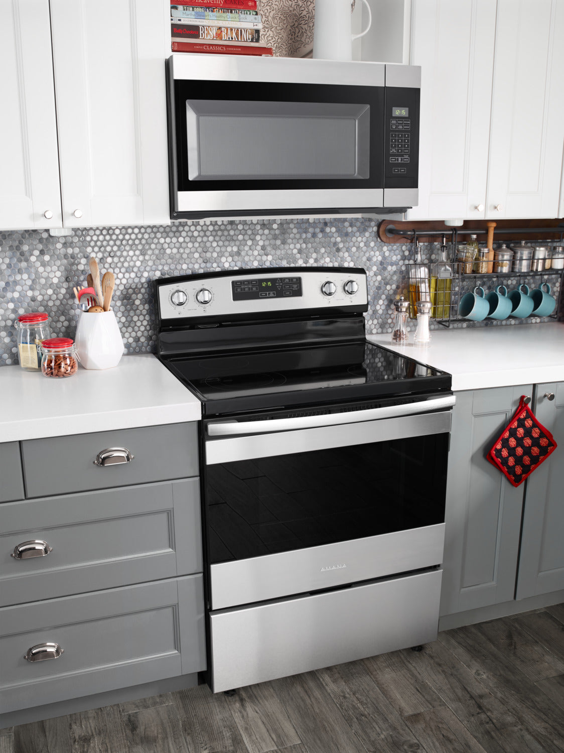 Amana Stainless Steel Over the Range Microwave Oven - 1.6 Cu. Ft. Capacity, YAMV2307PFS - Perfect for Kitchen Remodeling & Space-Saving Installation