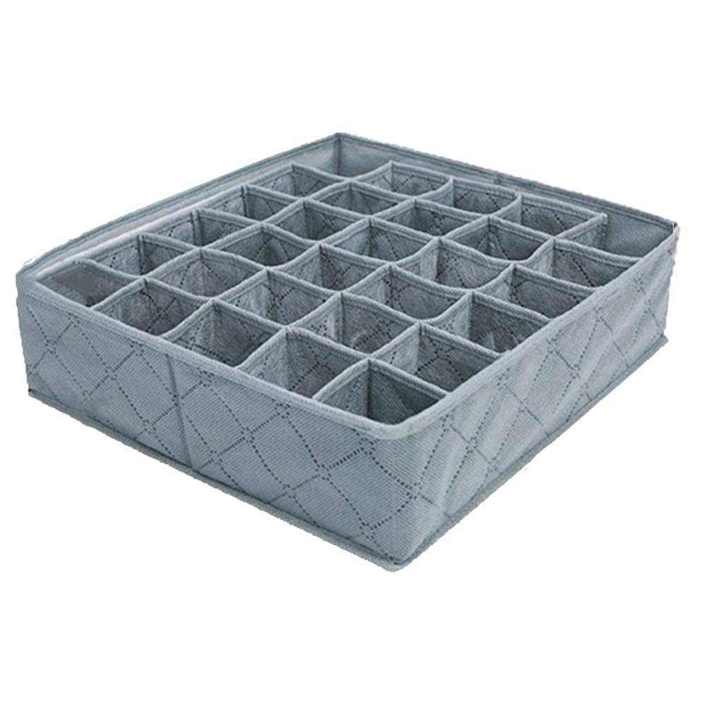 **Maserfaliw 30-Grid Bamboo Charcoal Socks Organizer Box - Foldable Underwear & Ties Storage Drawer Organizer (Grey) - Perfect for Closet, Dresser & Travel Organization**