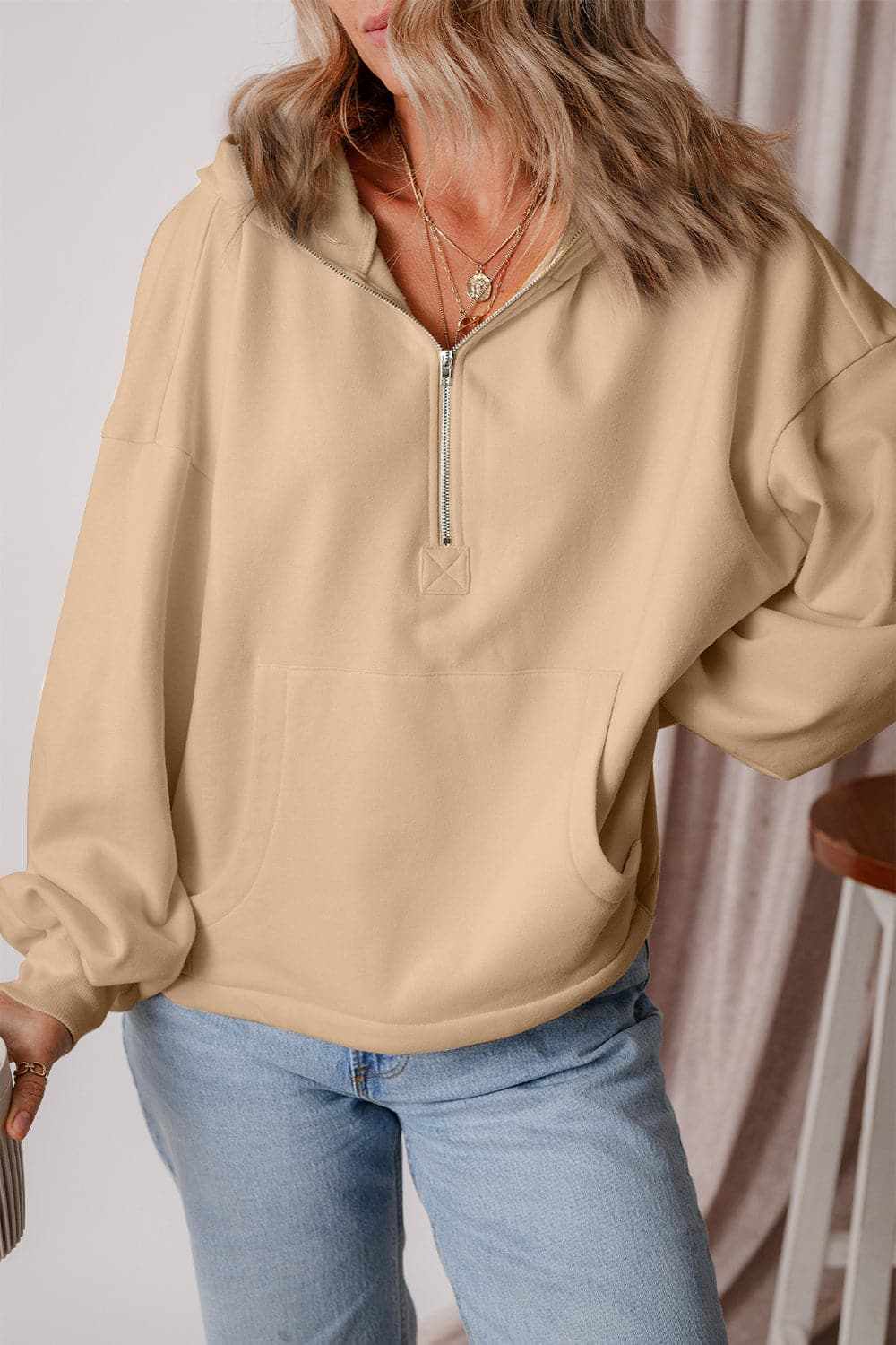 Men's Casual Half Zip Hoodie with Kangaroo Pockets - Lightweight Pullover for Outdoor Activities & Lounge Wear