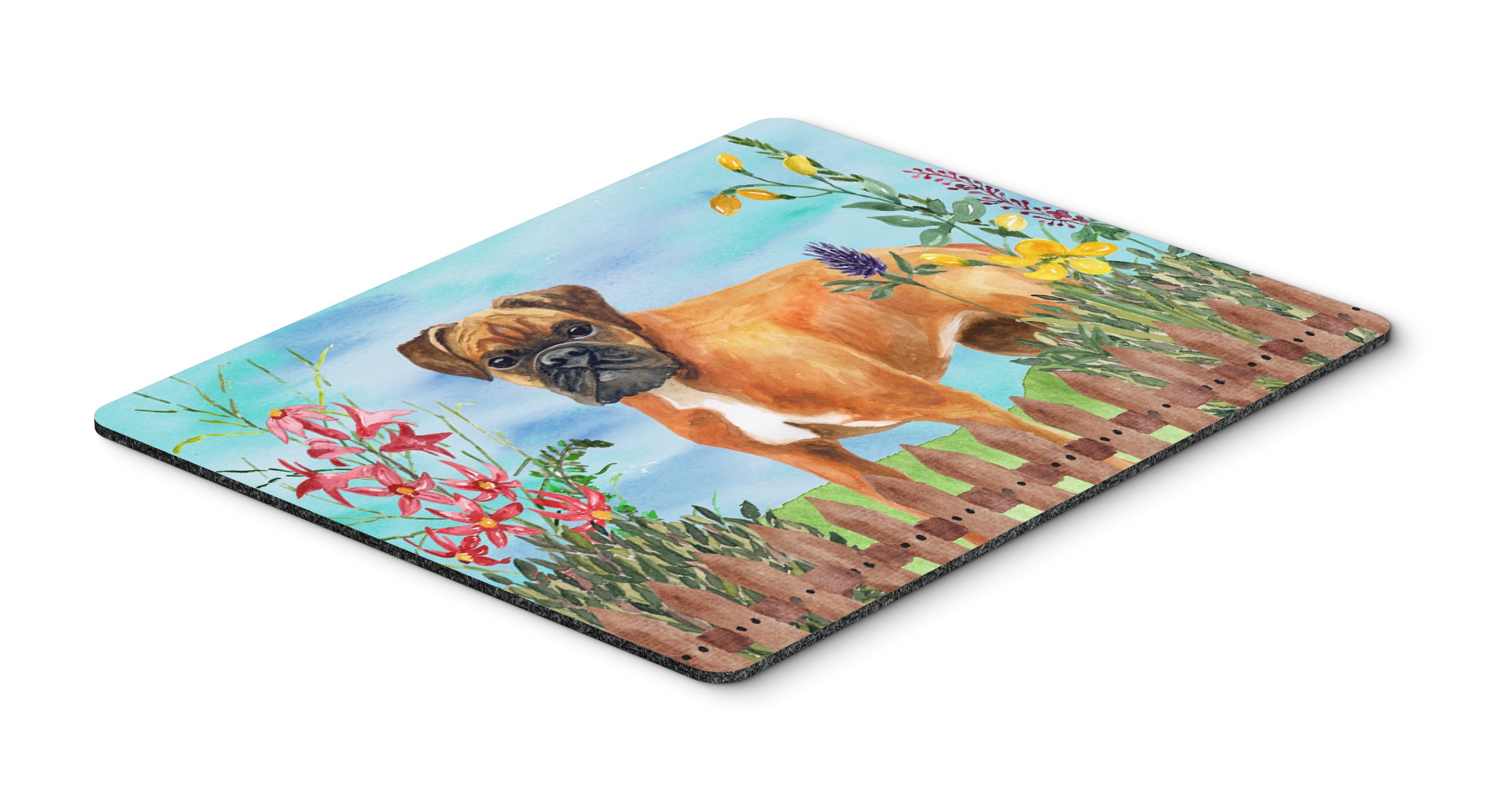 German Boxer Spring Mouse Pad & Hot Pad - Large Washable Desk Mat for Home Office, Gaming, Computer & Laptop Use - Perfect for Work & Decor