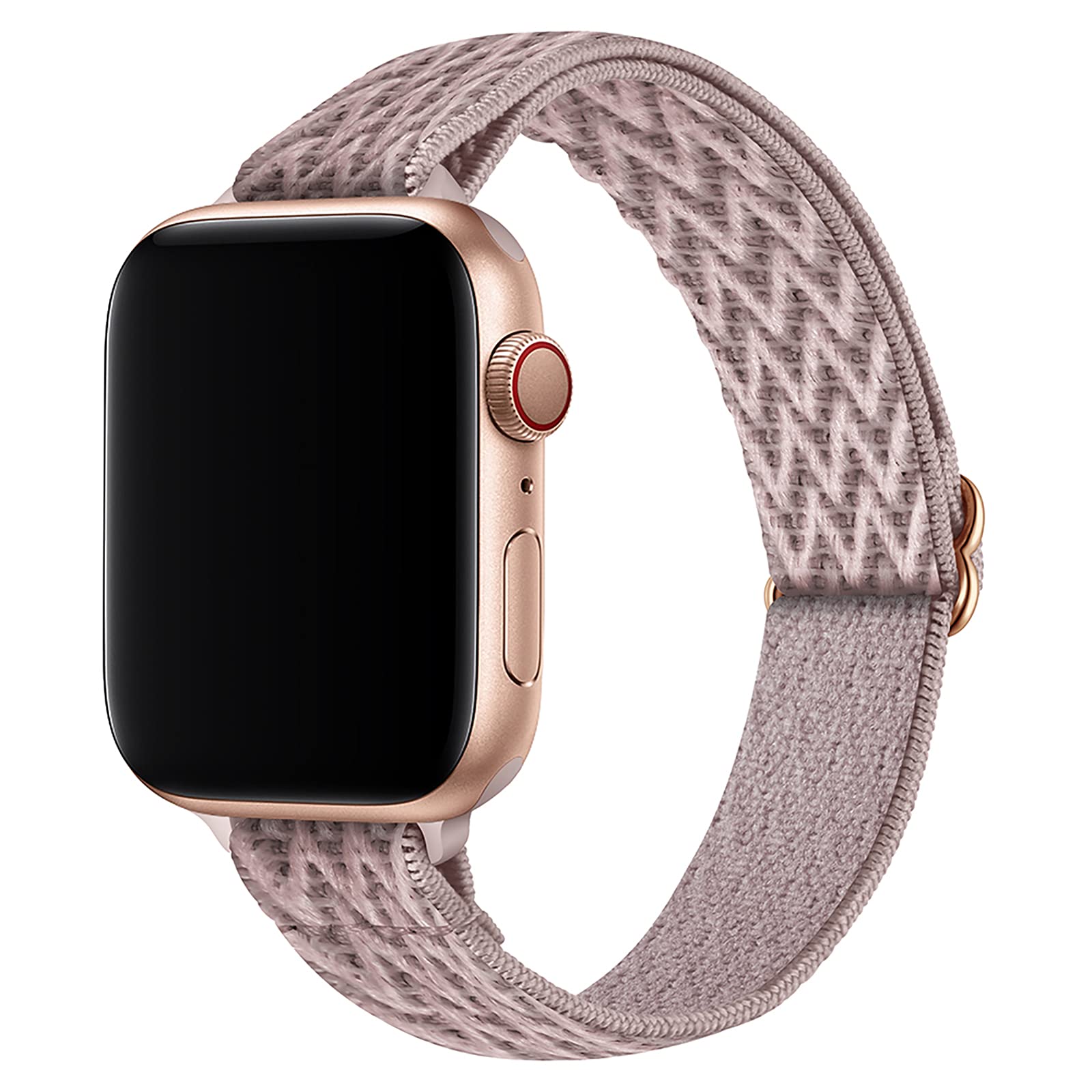 Slim Stretchy Nylon Apple Watch Band Compatible with 46mm/49mm/45mm/44mm/42mm - Women's Elastic Strap for iWatch Ultra 2/1, SE & Series 10/9/8/7/6/5/4/3/2/1 - Rose Pink & Rose Gold | Perfect for Workouts, Running & Everyday Wear