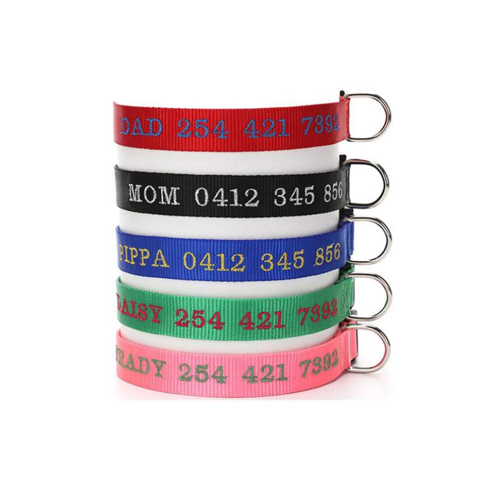 Custom Embroidered Dog Collar with Personalized ID Tag - Adjustable Nylon Pet Collar with Name & Phone Number - Safe Plastic Buckle for Small Medium Large Dogs - Perfect for Walks, Training & Grooming