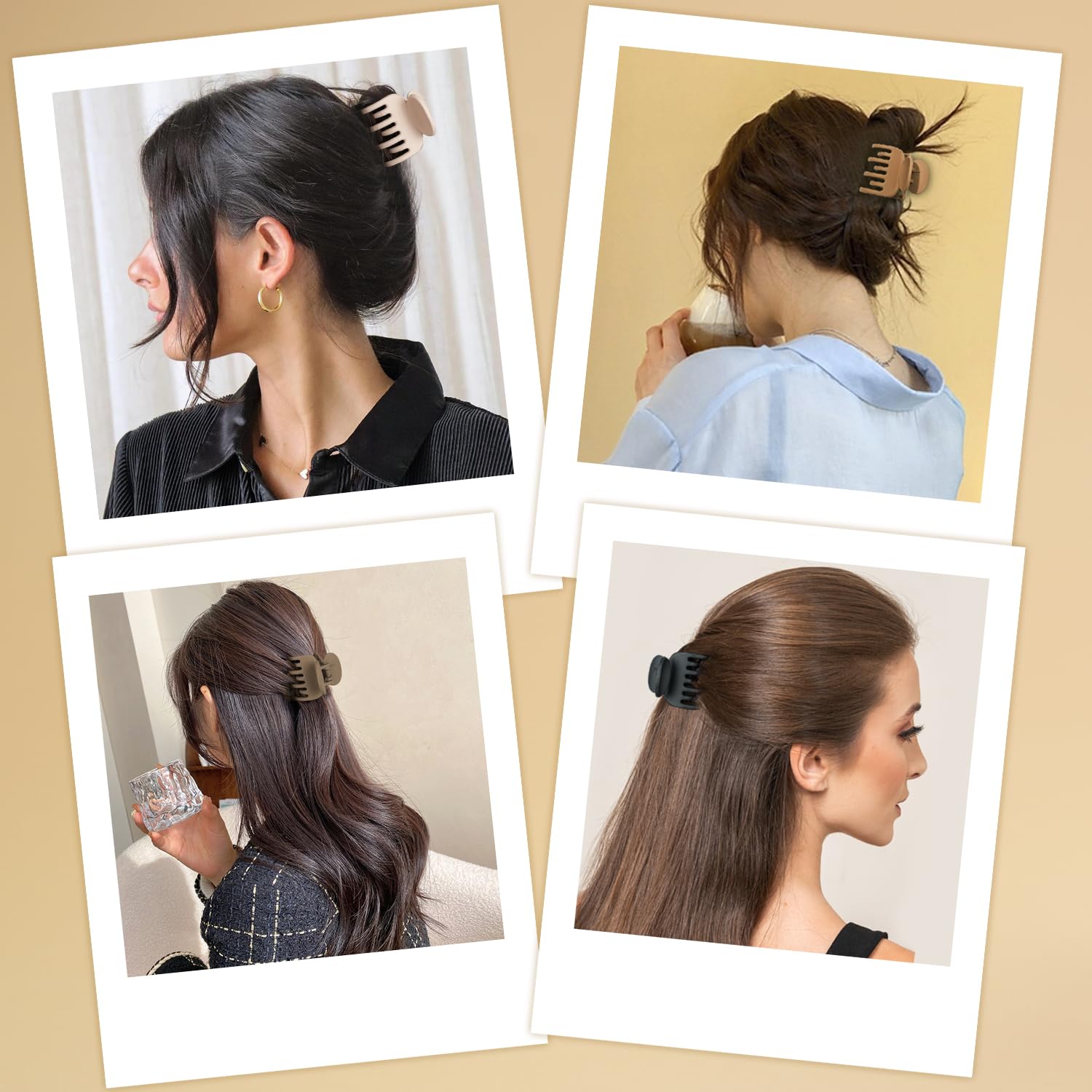 1.5'' Small Matte Double Row Jaw Hair Clips for Women & Girls – Non-Slip Claw Clips for Thin Fine Hair (4 Pack) | Perfect for School, Work & Everyday Styling