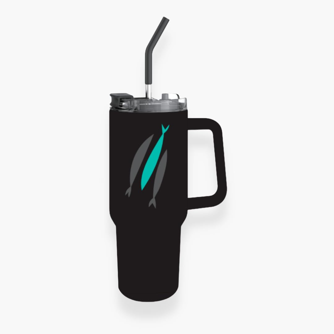 The Chosen 40oz Fish Tumbler - Stainless Steel Insulated Black Water Bottle for Hot & Cold Drinks - Perfect for Outdoor, Camping, Gym & Daily Use