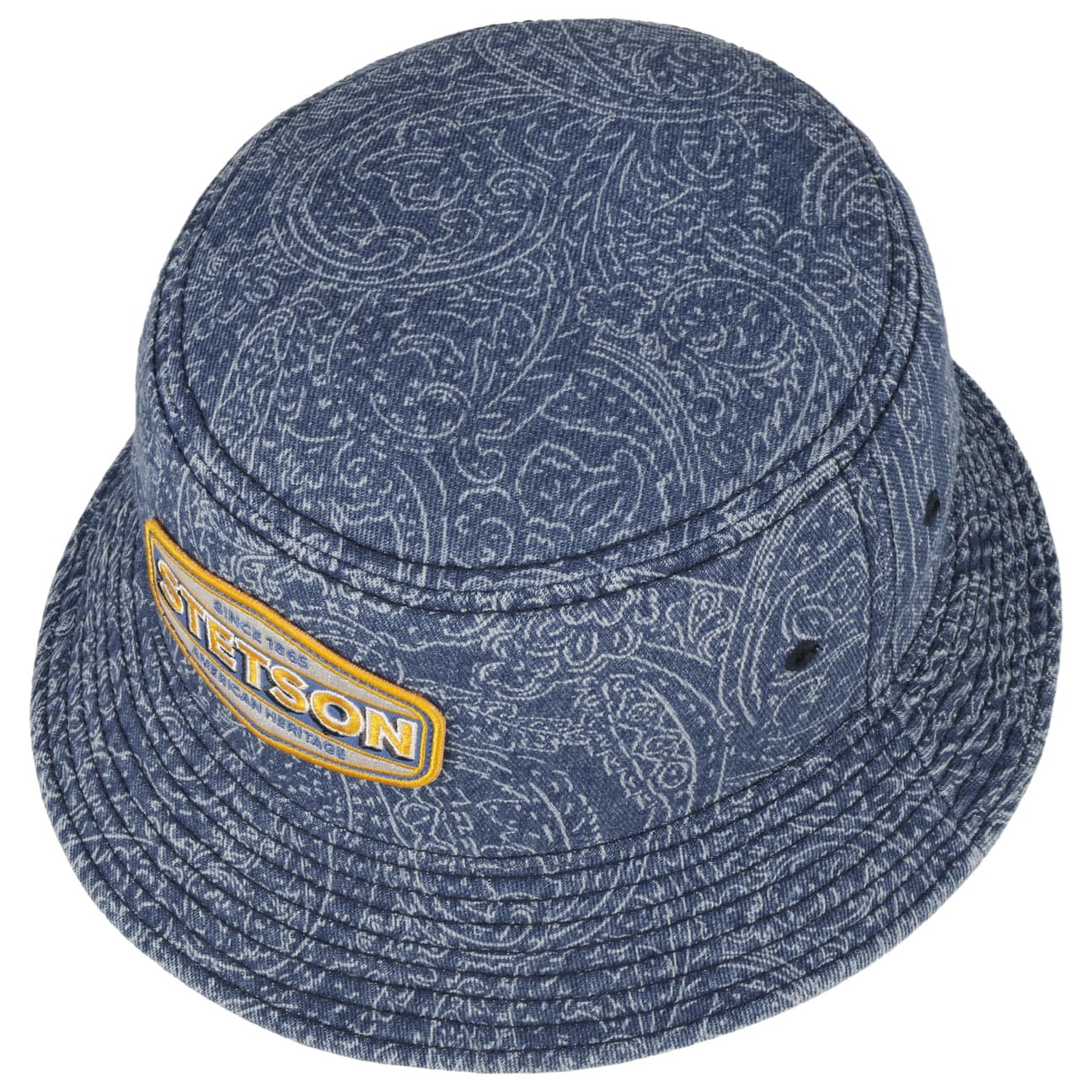 Stetson Paisley Logo Cotton Bucket Hat for Men & Women - Stylish Sun Protection for Outdoor Activities, Beach, and Travel