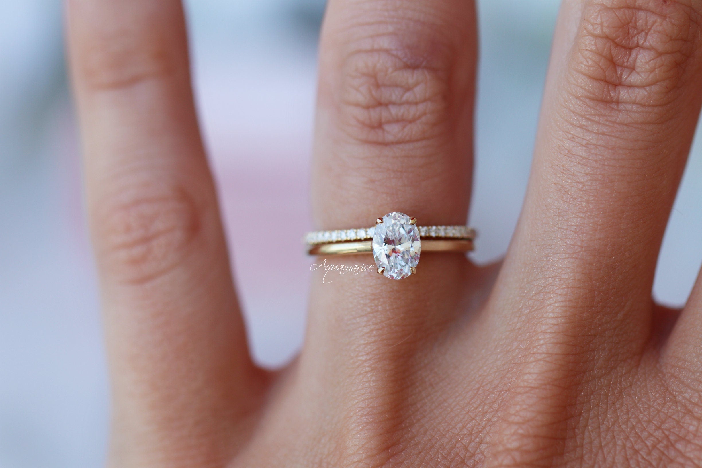 1CT Solitaire Moissanite Engagement Ring Set in 14K Solid Yellow Gold - Perfect for Proposals, Weddings & Anniversary Gifts