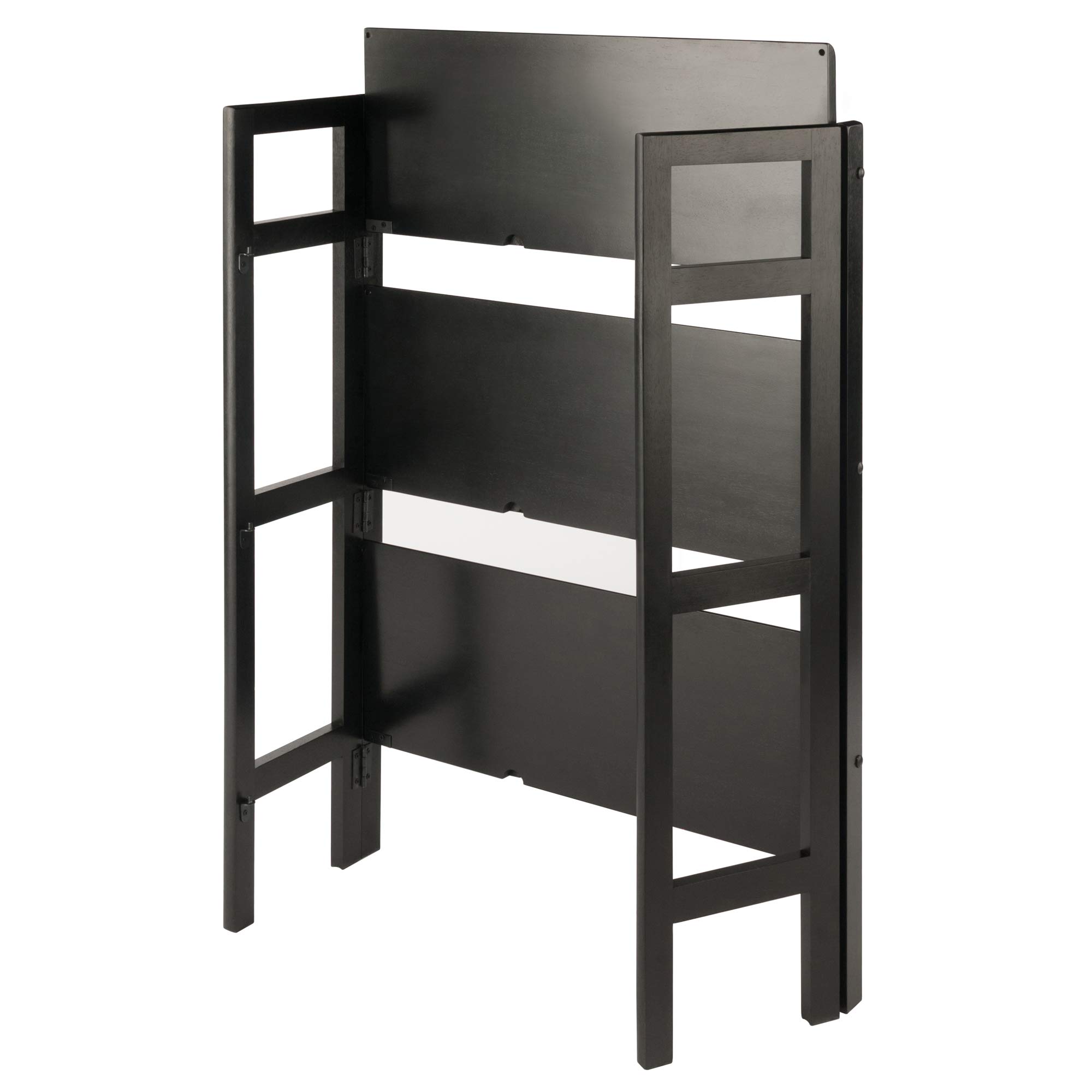 Winsome Wood Terry 3-Tier Black Wooden Shelf - Modern Storage Solution for Living Room, Bedroom, or Office Organization