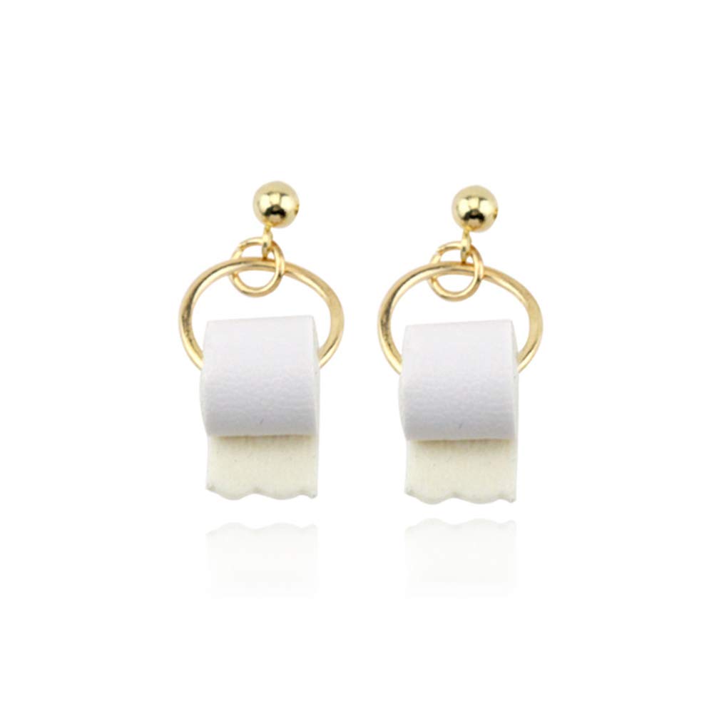 Funny Toilet Paper Earrings for Women - Handmade 3D Tissue Roll Drop Dangle Earrings | Novelty Geometric Paper Jewelry | Perfect for Costume Parties, Gag Gifts & Unique Fashion Statements