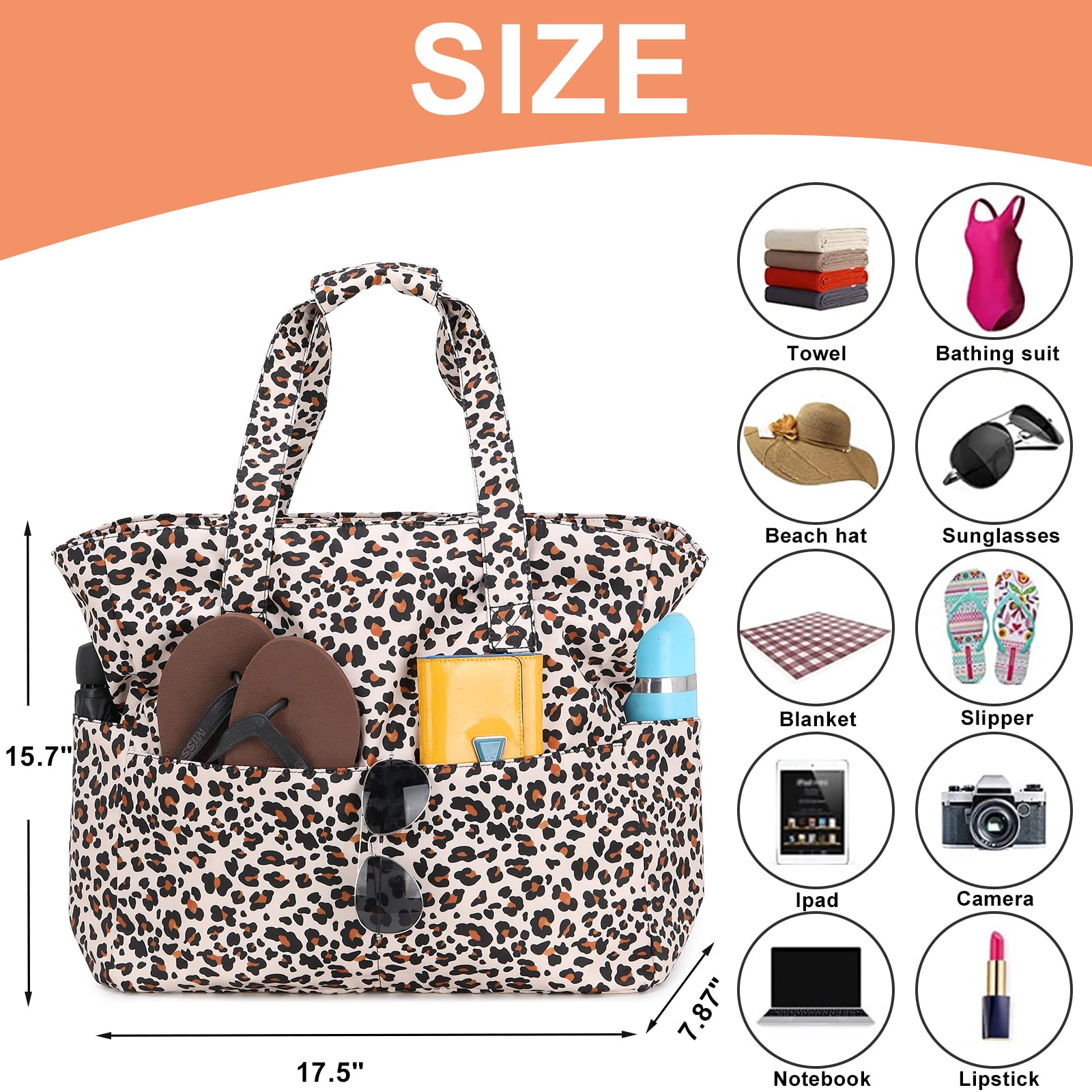 Waterproof Beach Tote Bag for Women - Large Gym & Travel Carry On Bag with Wet Compartment - Perfect for Pool, Beach Trips & Weekend Getaways