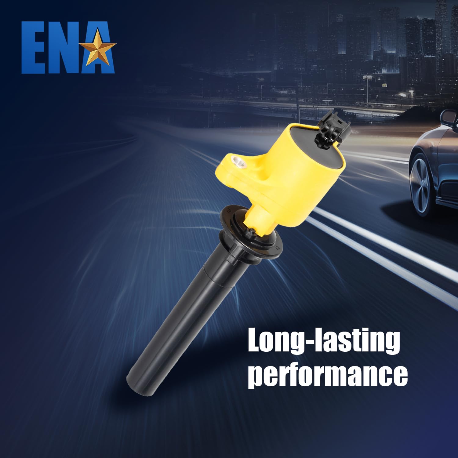 ENA Set of 6 Yellow Ignition Coil Packs - Compatible with Ford Mercury Mazda 2001-2008 (Tribute, Mariner, Escape, Five Hundred, Freestyle, Montego, Taurus, Sable) V6 3.0L - Replacement for DG500 DG513 FD502 - Perfect for Engine Performance & Tune-Up