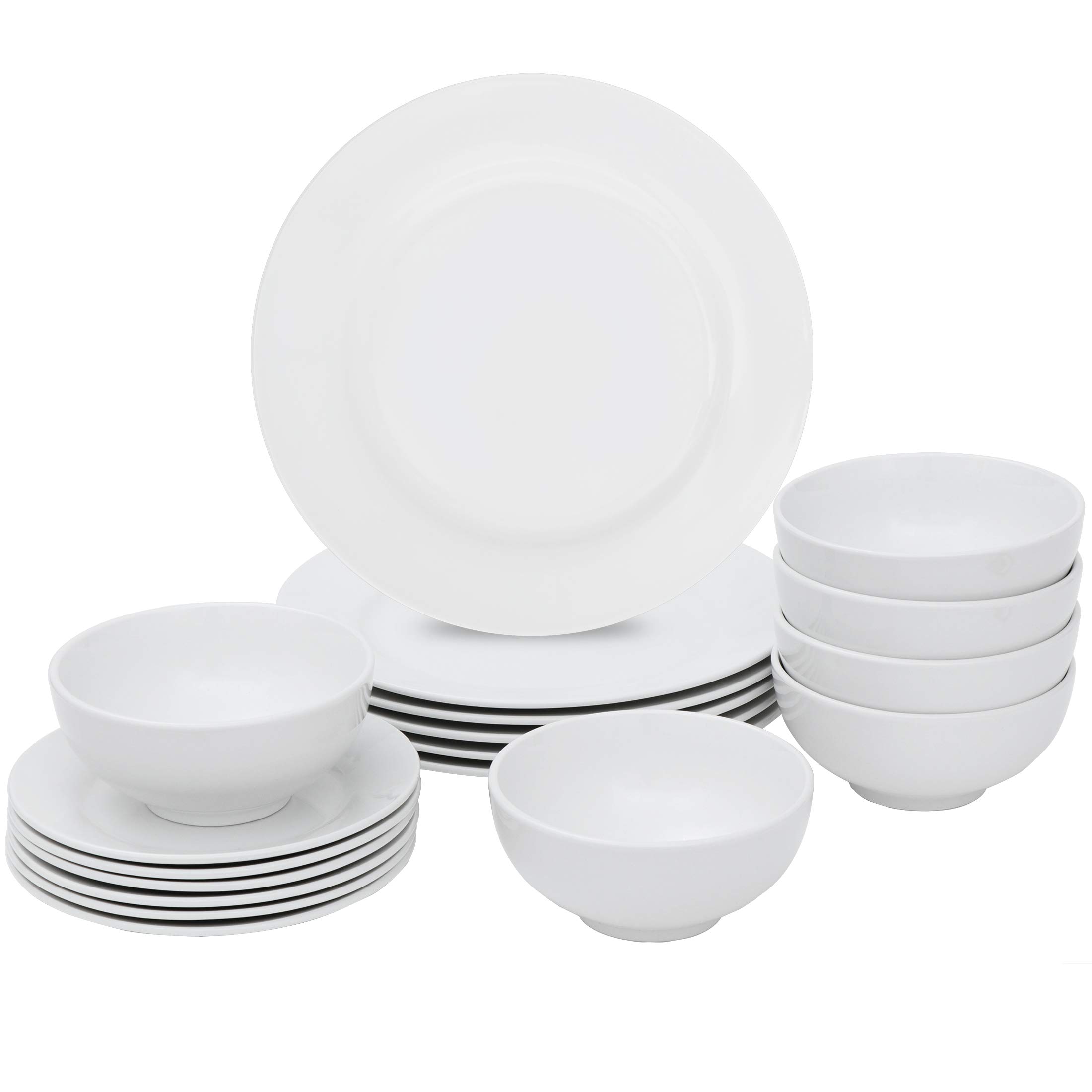 Smartxchoices 18-Piece White Dinnerware Set - Service for 6 with Plates, Bowls & Dishes | Dishwasher & Microwave Safe | Elegant Table Setting for Family Dinners, Restaurants & Special Occasions