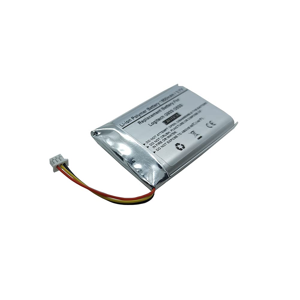 Logitech G933 G533 Wireless Headset Replacement Battery - 1800mAh 3.7V Lithium-ion Battery (Compatible with 533-000132) | Perfect for Gaming, Streaming & Long Listening Sessions