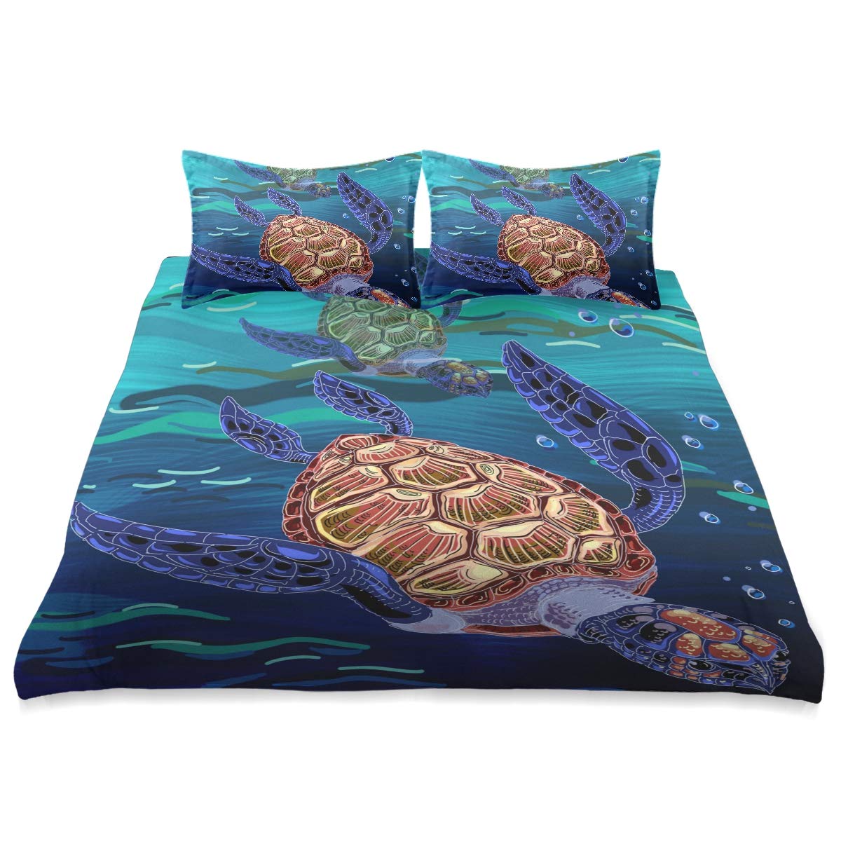 Premium Queen Size Ocean Sea Animal Turtle Comforter Set - All Season Soft & Comfortable Bedding Cover 90x90 Inches - Perfect for Kids' Rooms, Beach Themed Decor, and Marine Life Enthusiasts