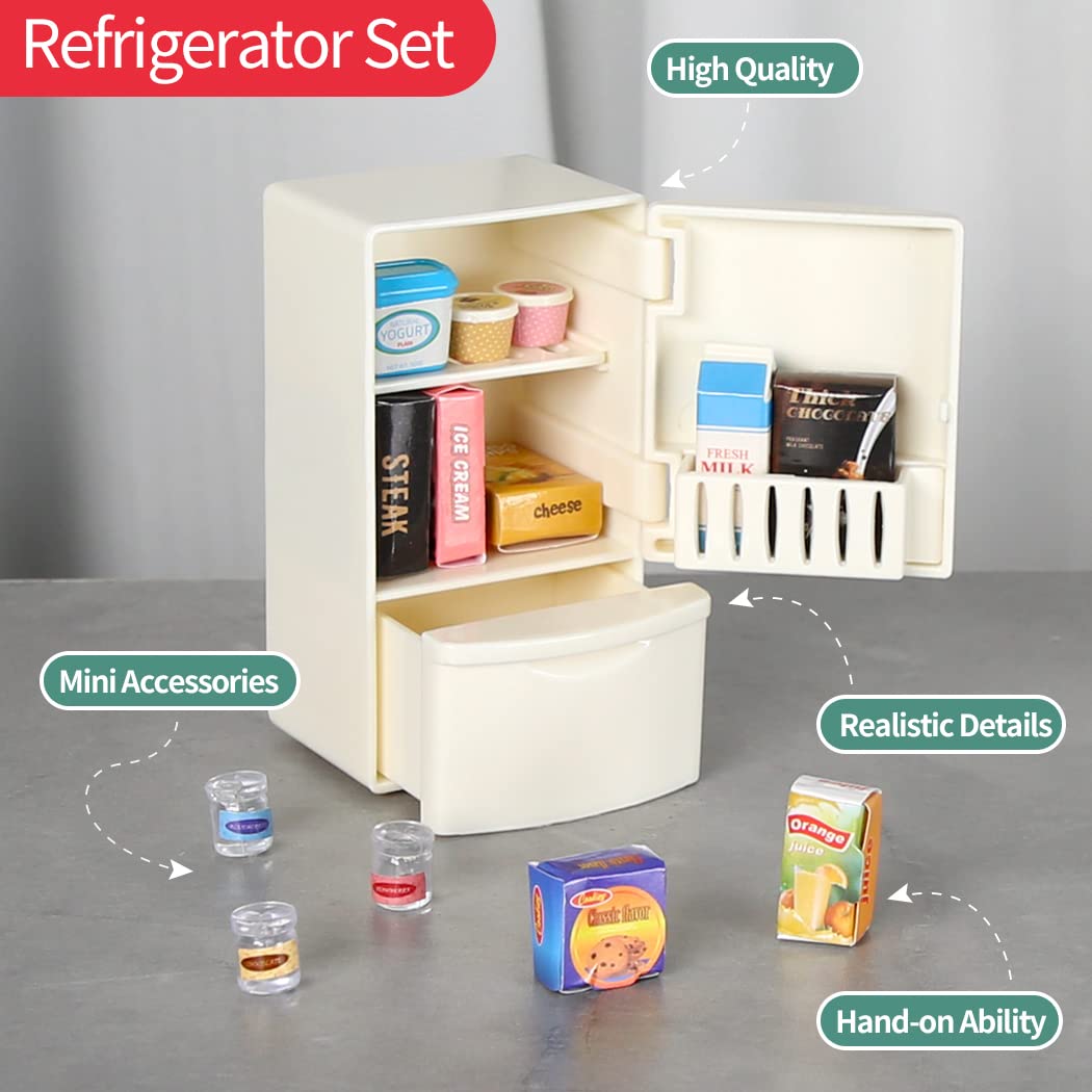 TAKIHON Dollhouse Furniture Set - Mini Kitchen & Bathroom Toys with Fridge & Washing Machine | Educational Pretend Play Accessories for Kids, Toddlers, Boys & Girls | Perfect for Role Play, Early Learning & Creative Fun