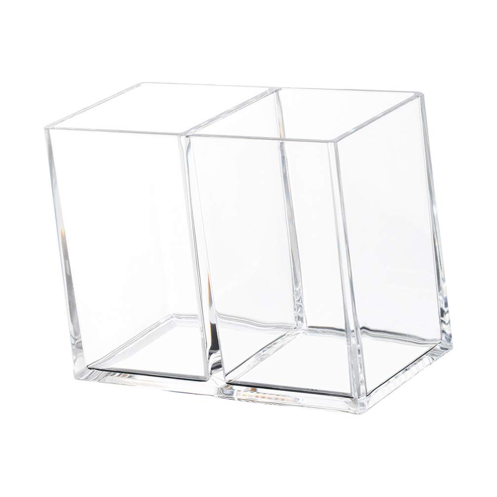 Clear Acrylic Makeup Brush Holder Organizer - 3 Slot Cosmetic Brush Storage for Brushes, Nail Polishes & Lipsticks | Desktop Display Stand for Vanity, Bathroom & Salon Use