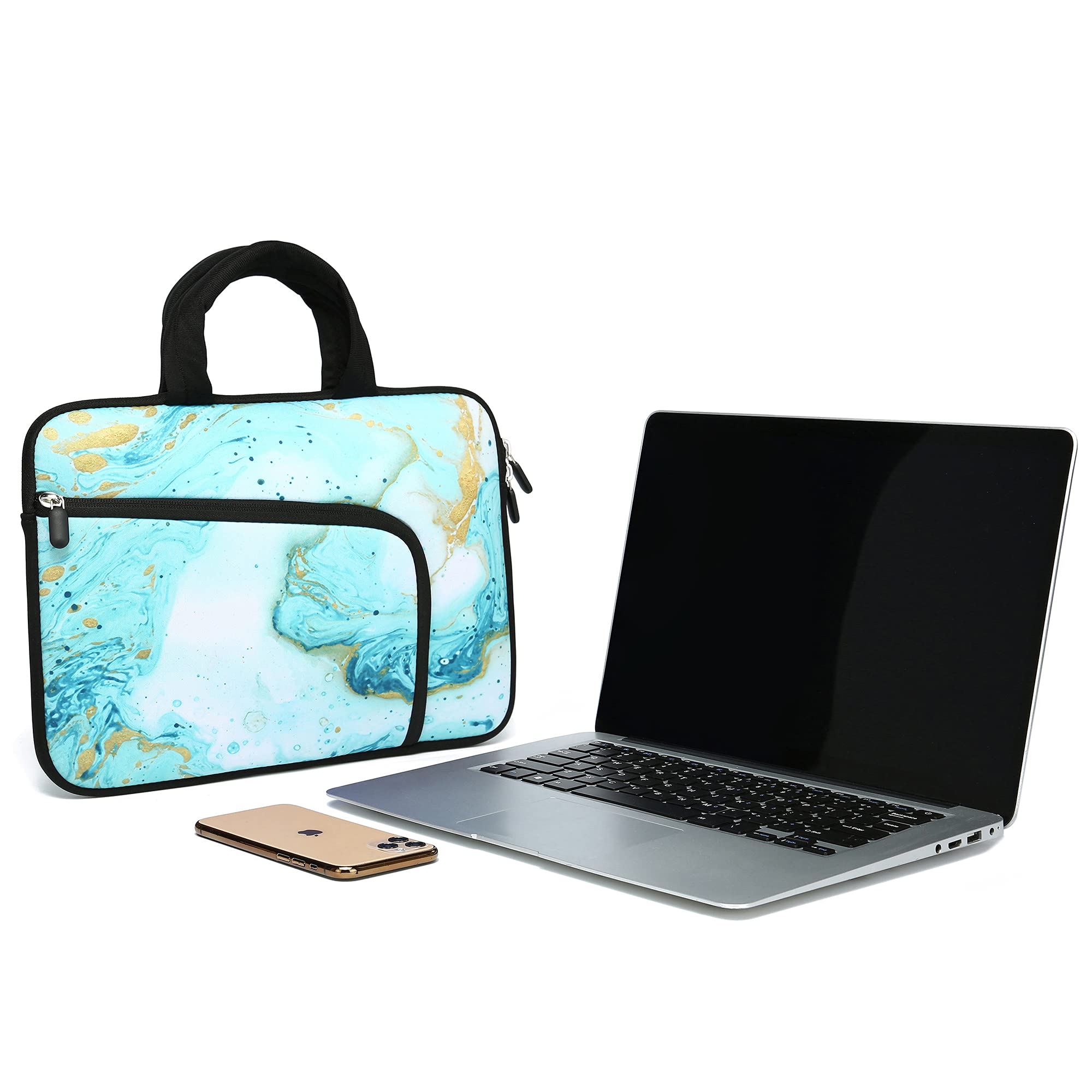 14-15.6 Inch Laptop Sleeve Case - Neoprene Protective Cover with Extra Pockets for Dell, Lenovo, HP, ASUS, Acer, Toshiba & Chromebook - Lightweight Handle Bag for Work, School & Travel