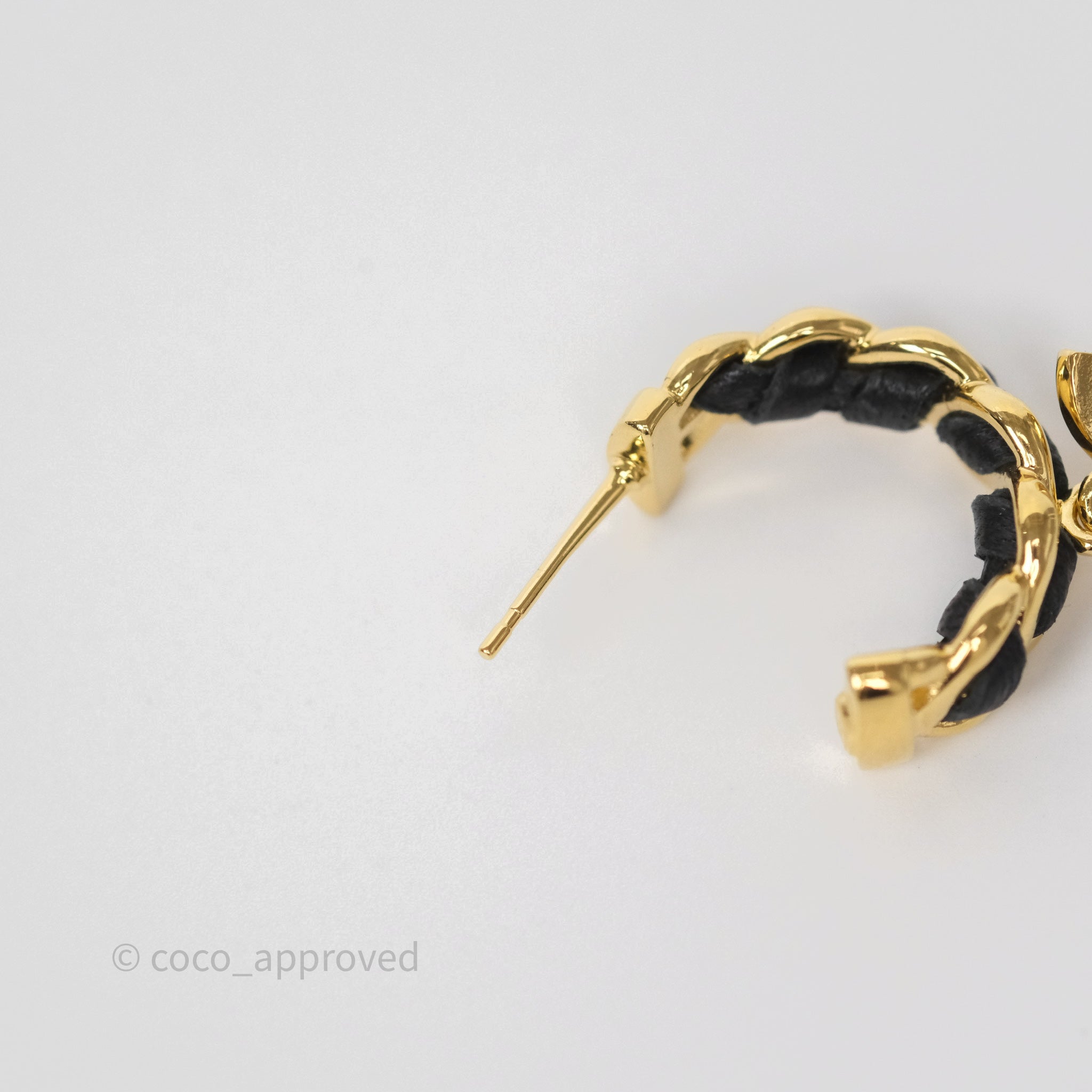 Chanel Braided Drop CC Hoop Earrings 24K Gold Plated - Luxury Fashion Jewelry for Women, Elegant Gift for Birthday, Anniversary & Special Occasions