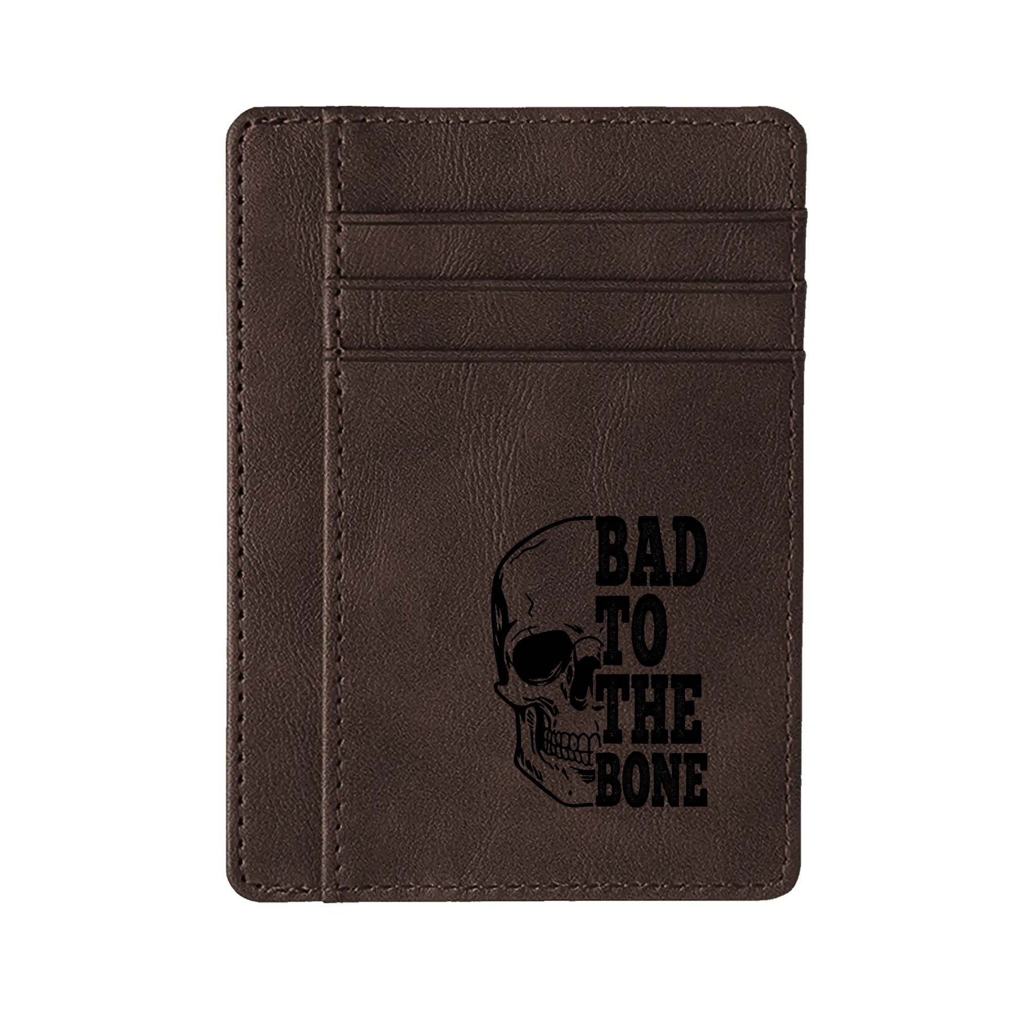 Bad To The Bone Minimalist Leather Wallets for Men - Slim RFID Blocking Bifold Wallet - Perfect for Everyday Carry, Travel & Gift Giving