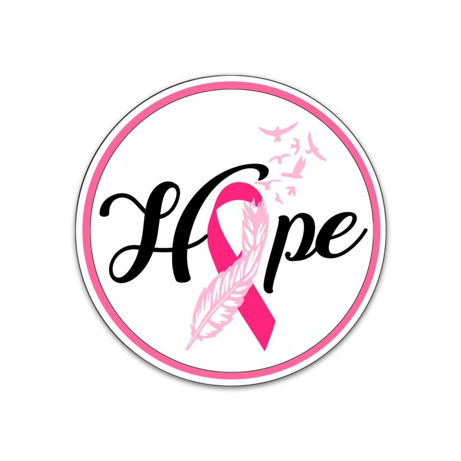 Hope Feather Ribbon Breast Cancer Awareness Round Metal Sign - Pink Ribbon Fight Cancer Warrior Wall Art Plaque - Personalized Home Decor for Living Room, Bedroom, Porch - Perfect Housewarming Gift for Survivors & Supporters