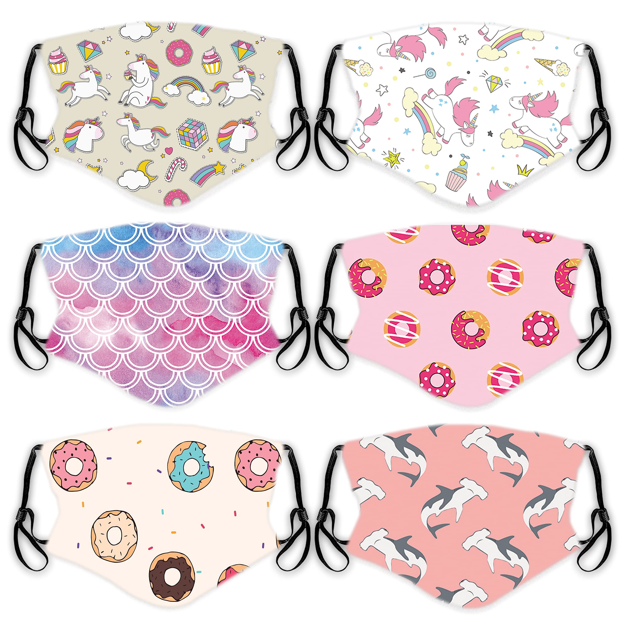 6 Pack Washable Reusable Face Masks with Nose Wire - Adjustable Cloth Face Cover for Kids & Adults - Fashionable Design for School, Work, Travel & Daily Protection