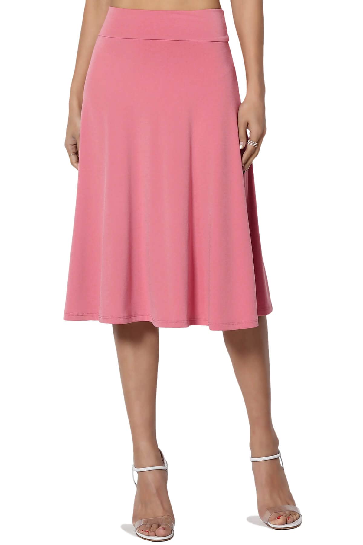 The Mogan Stretchy A-Line Flared Knee-Length Skirt - Comfortable & Stylish Foldover Waist Design for Women | Perfect for Casual Wear, Office Outfits & Summer Dresses