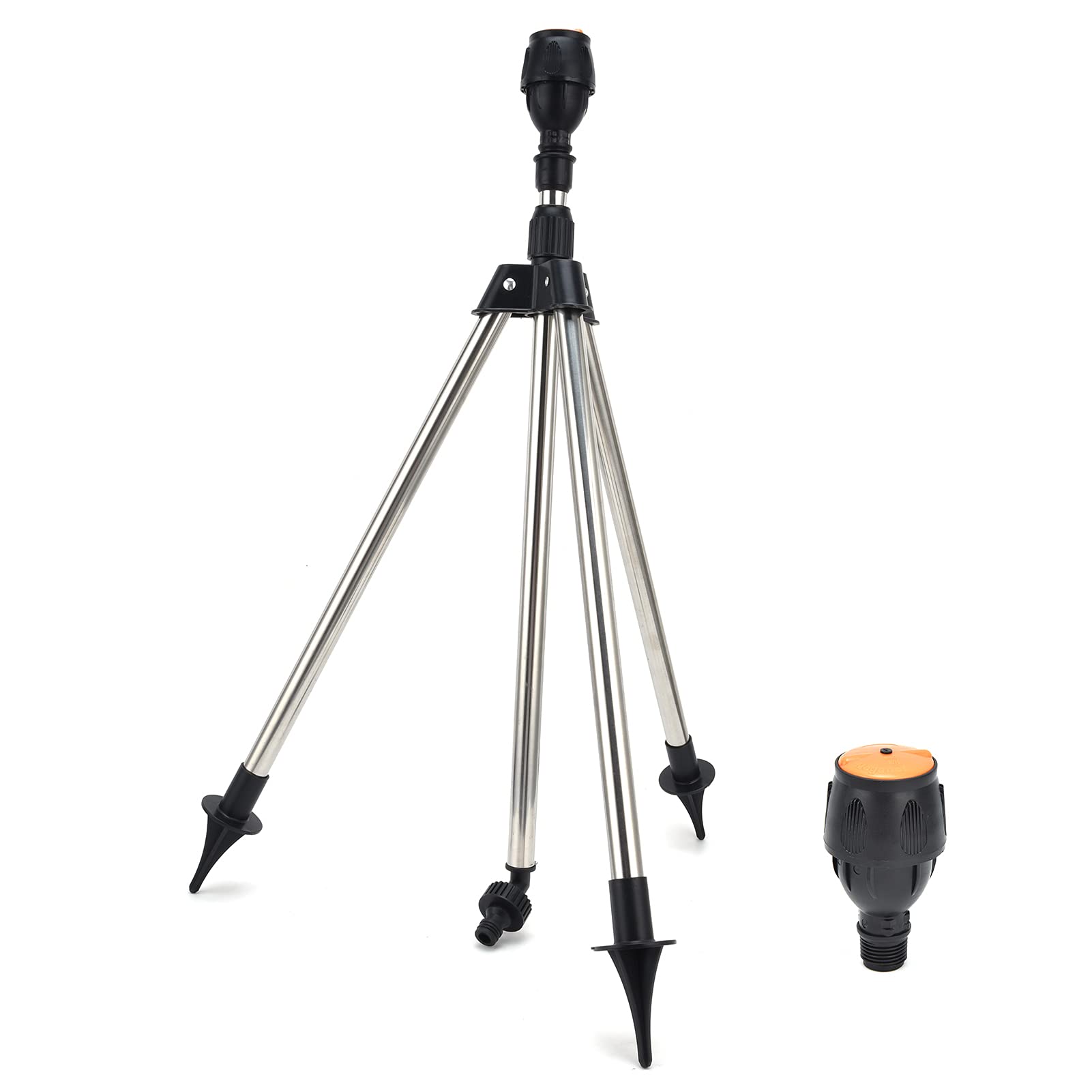 360° Rotating Tripod Sprinkler - Stainless Steel & Plastic Lawn Watering System for Garden, Farm & Agricultural Irrigation | Perfect for Large Area Lawn Care, Backyard Watering & Crop Irrigation