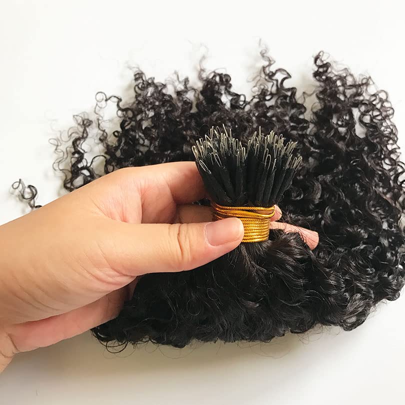 Malaysian Nano Ring Hair Extensions 100% Human Hair - Kinky Curly Nano Tip Beads for Women (12 Inch, 100 Strands, Black/Brown) | Natural Look Hair Extensions for Daily Wear, Parties & Special Occasions