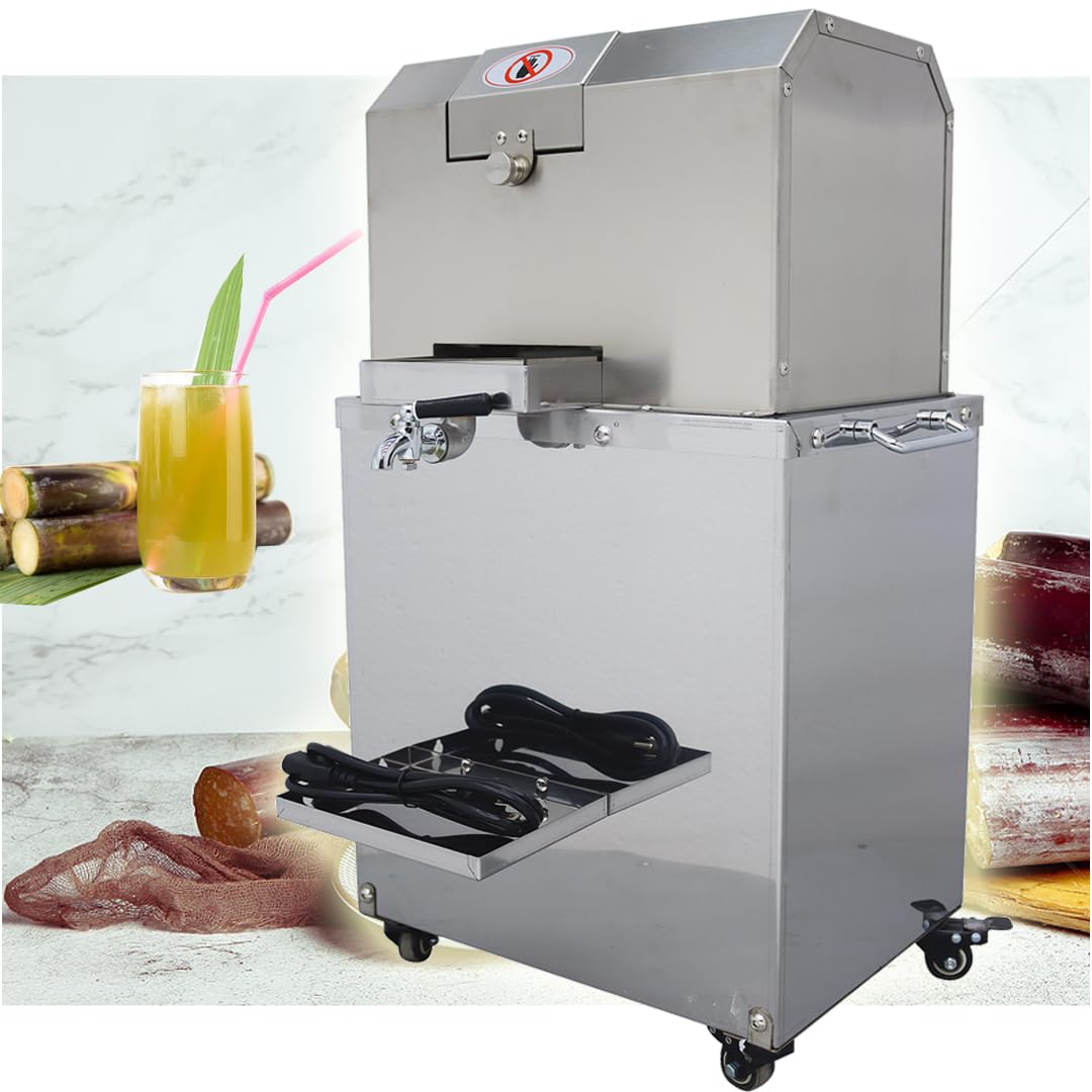 Commercial Electric Sugar Cane Juicer Machine - 4 Roll Stainless Steel Press for Fresh Juice Extraction | Perfect for Juice Bars, Restaurants & Home Use