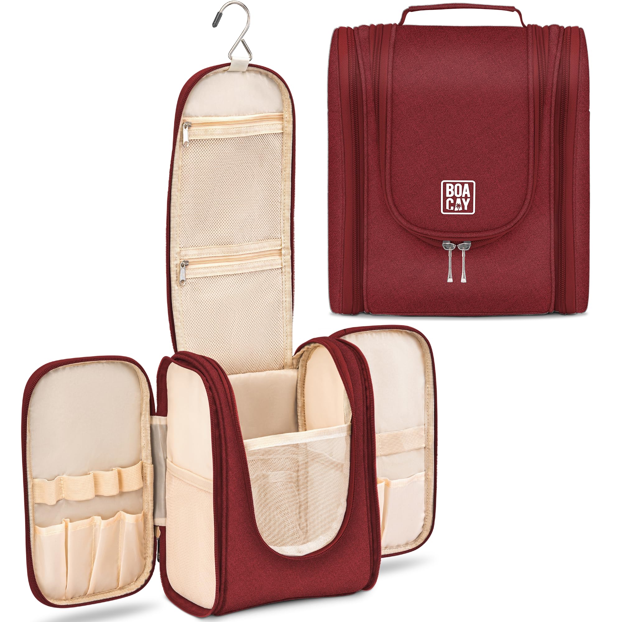BOACAY Hanging Travel Toiletry Bag for Women & Men - Waterproof Makeup Organizer with Hooks, Cosmetic & Bathroom Storage Pouch - Perfect for Camping, Gym, Business Trips & Vacation Essentials