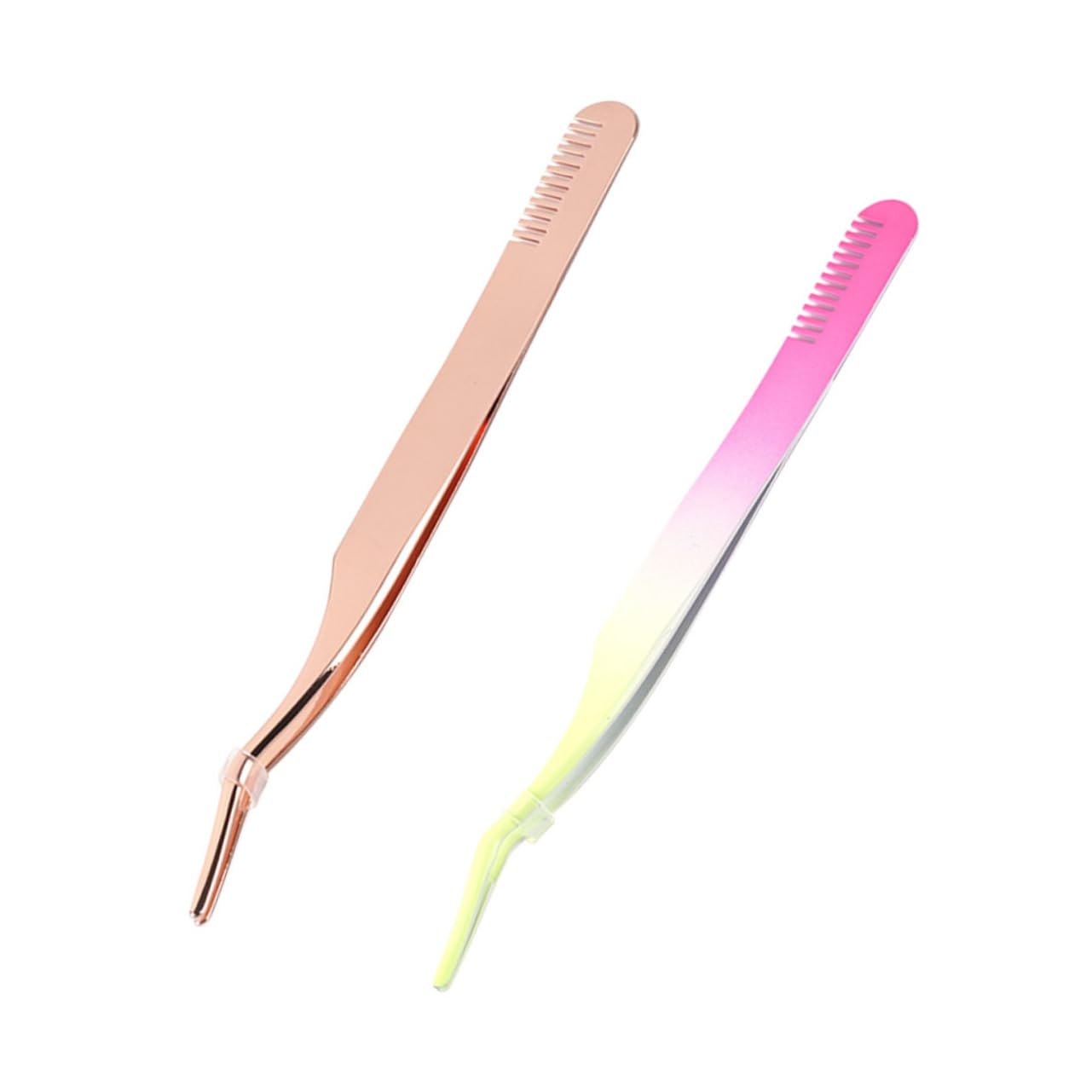 Professional Rose Gold Stainless Steel Eyelash Extension Tweezers - 2-Piece Set for Precision Lash Application, Grafting & Styling | Perfect for Salon, Home Use & DIY Beauty