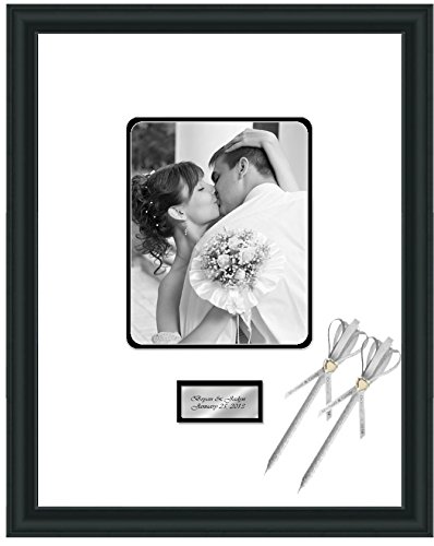 Personalized Engraved Wedding Signature Frame 16x20 - Elegant Black Wood Photo Frame with Satin Matte for Wedding Guest Book, Anniversary, Retirement, Baby Shower - Perfect for 8x10 Photos & Cherished Memories