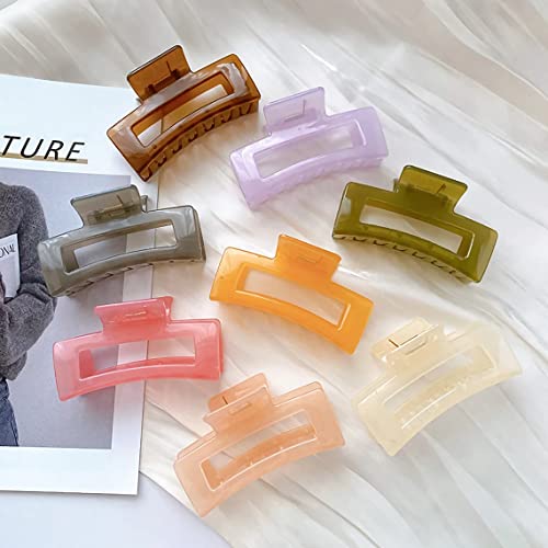 Pastel Korean Style Large Crystal Clear Hair Claw Clips - Aesthetic Butterfly Hair Clutches for Women with Thick or Thin Hair (Pack of 3) - Perfect for Casual, Office, and Party Hairstyles