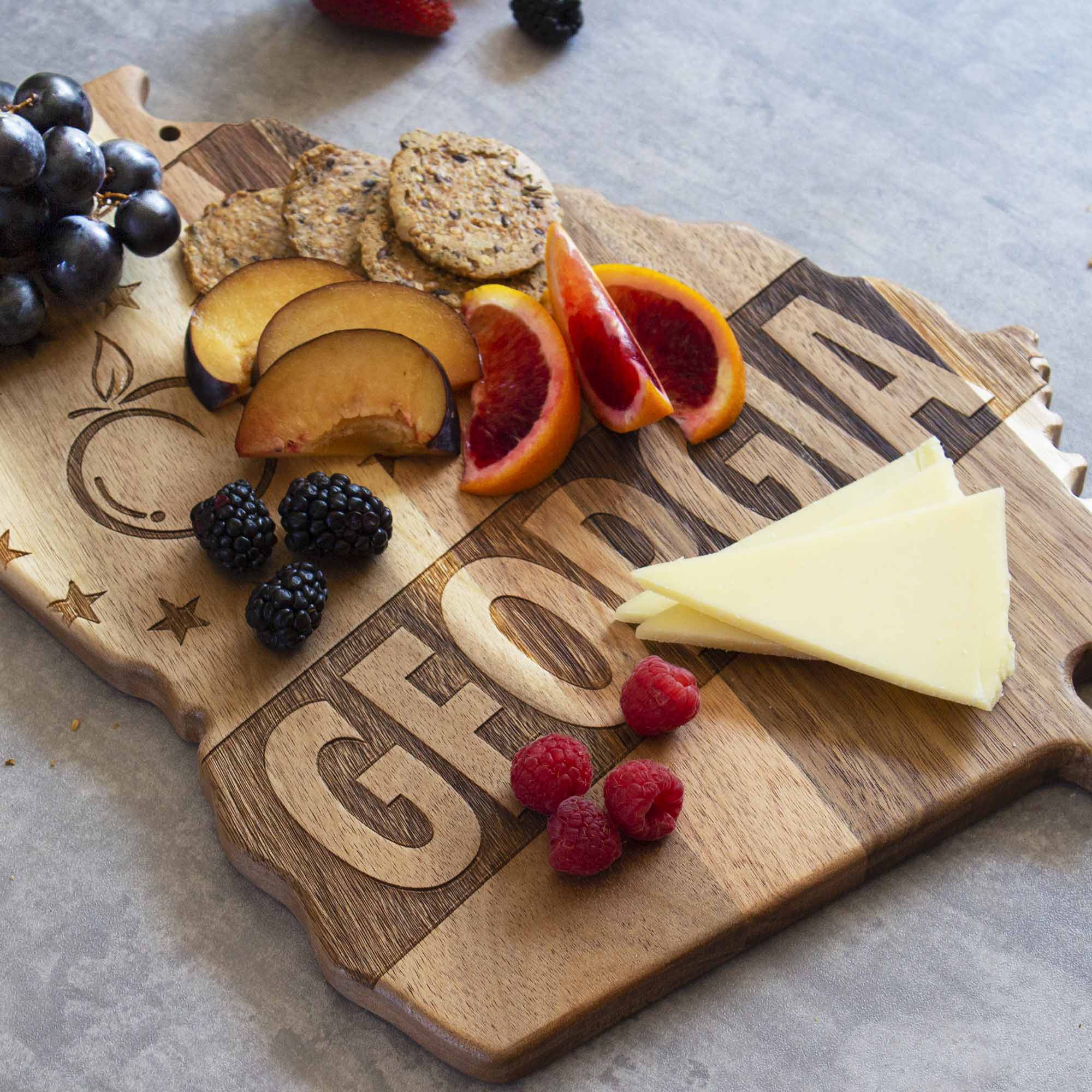 Premium Georgia Wood Cutting Board by Rock & Branch - Handcrafted Acacia Wood Chopping Block for Kitchen, Charcuterie & Serving - Perfect for Chefs, Home Cooks & Entertaining
