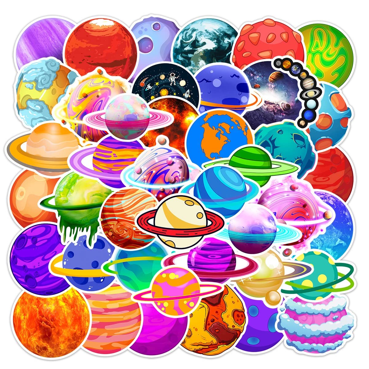 50 Pcs Space Planet Vinyl Stickers - Waterproof Decals for Laptop, Water Bottle, Skateboard, Helmet & Guitar - Fun Space-Themed Stickers for Kids, Teens & Adults - Perfect for School, Office & Home Decor