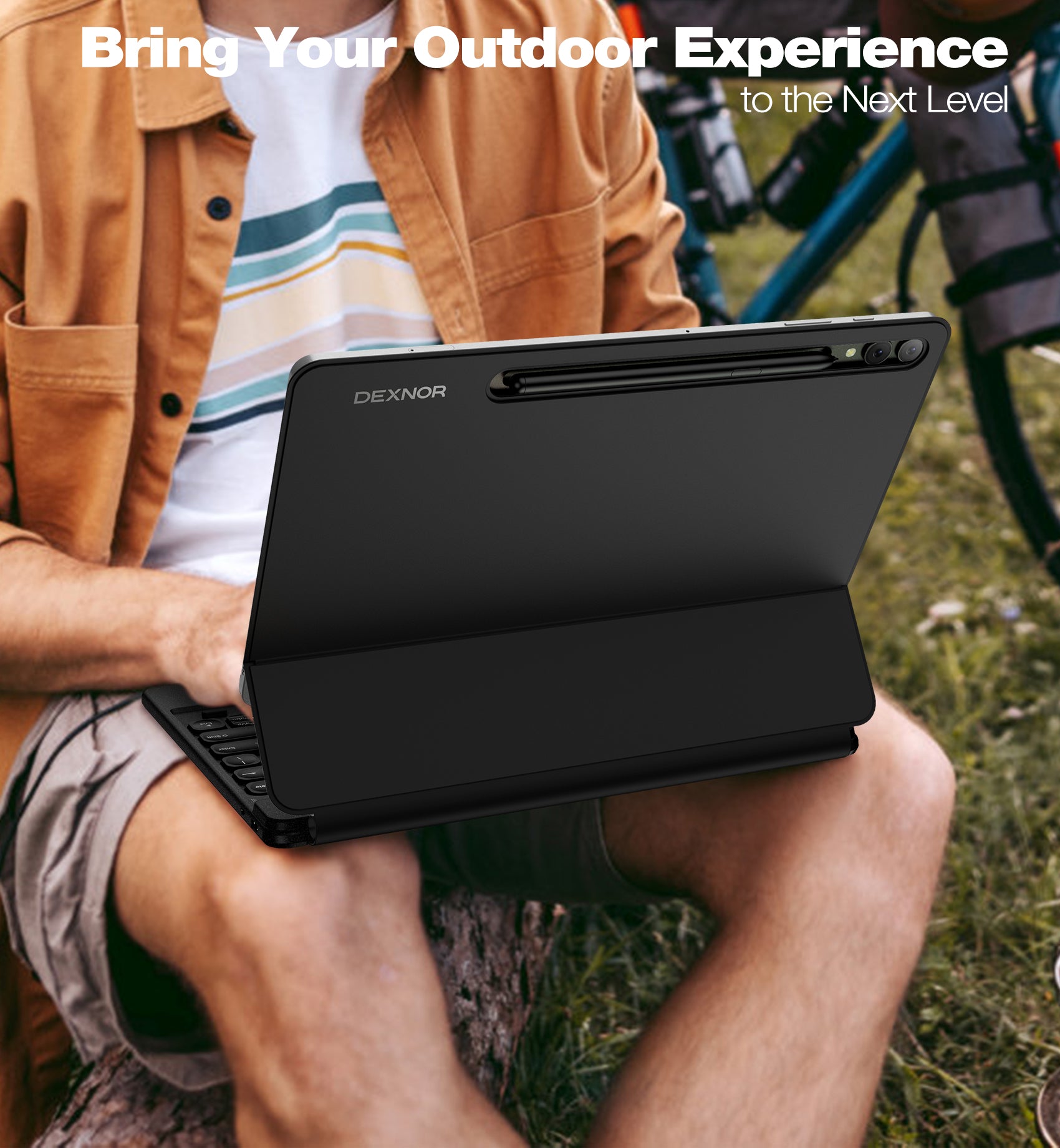 Dexnor Book Style Keyboard Case for Samsung Galaxy Tab S7 FE 5G 12.4 Inch - Bluetooth Keyboard with Trackpad & S Pen Holder, Slim Protective Cover (Black) | Perfect for Work, Study & Travel
