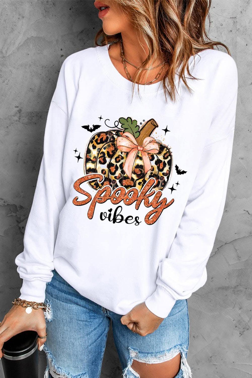 Trendy Long Sleeve Graphic Sweatshirt for Women - Soft Cotton Pullover with Stylish Prints - Perfect for Casual Outfits, Streetwear Fashion & Cozy Fall Layering