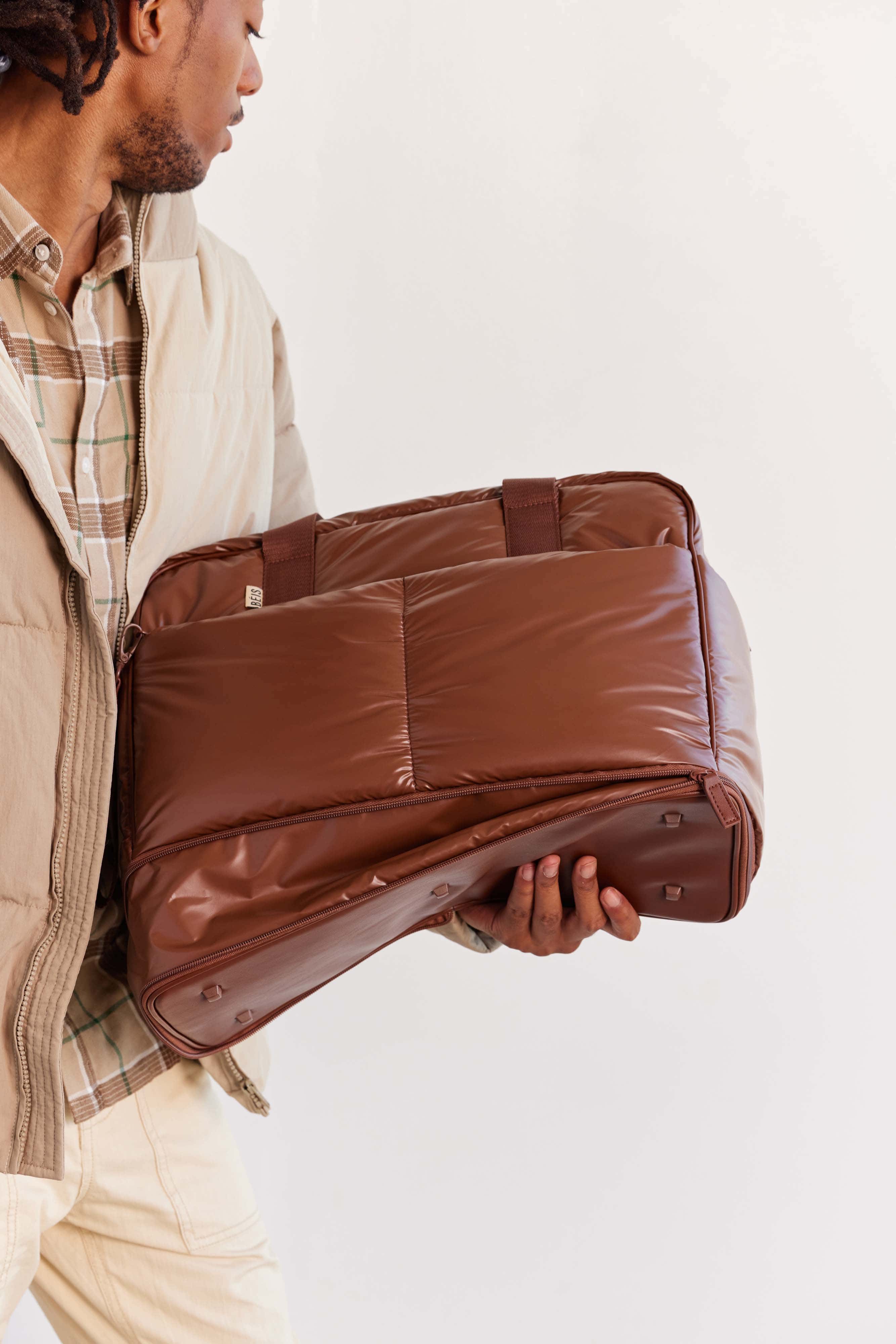 Expandable Duffle Bag in Maple Color - Perfect for Travel, Gym & Weekend Getaways | Water-Resistant & Spacious Carry-On Luggage