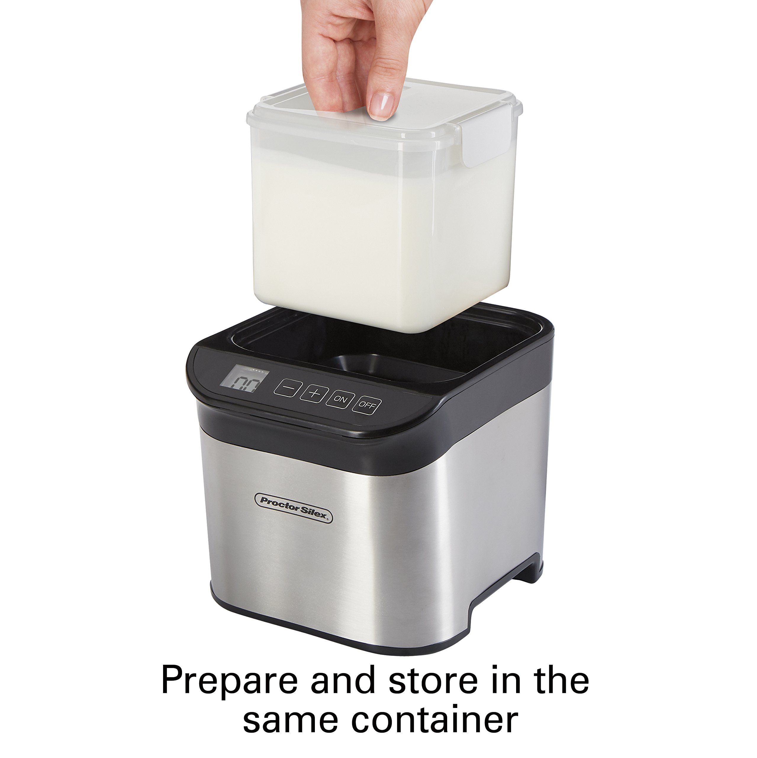 Proctor Silex Yogurt Maker Machine - 32 oz Stainless Steel Greek & Regular Yogurt Maker with LCD Display & BPA-Free Container | Perfect for Homemade Yogurt, Healthy Snacks, Keto & Vegan Diets