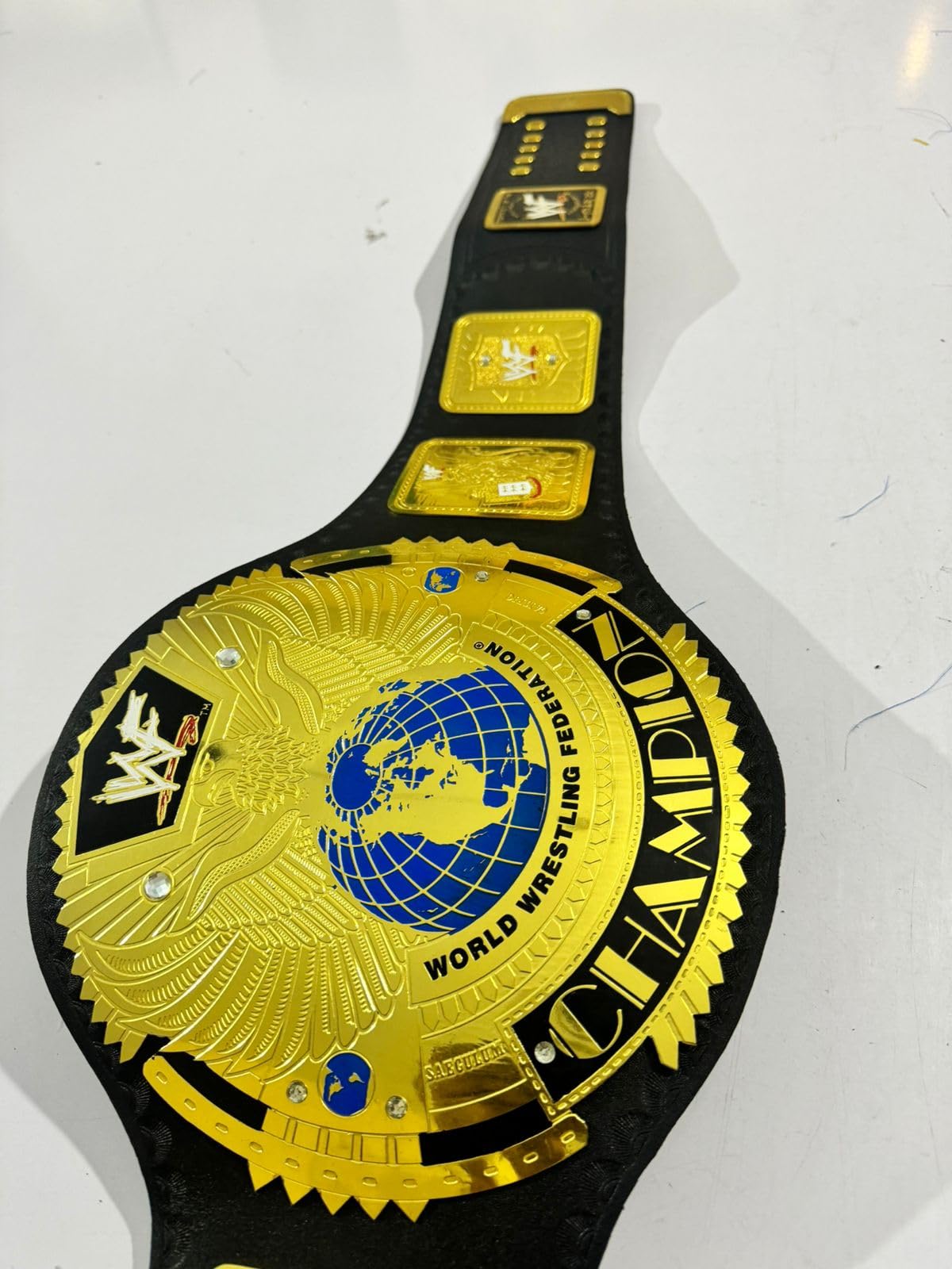 Premium Black & Gold Leather Wrestling Belt for Adults - 2MM Brass Plates - Championship Title Replica for WWE Fans, Cosplay & Sports Events