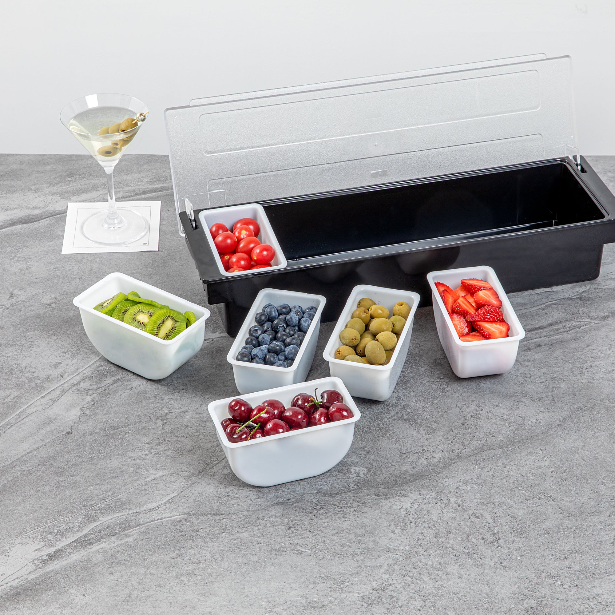 Bar Lux 1 Pint White Plastic Insert for 6 Compartment Condiment Caddy - 1 Count Box - Perfect for Restaurants, Cafes & Home Kitchen Organization