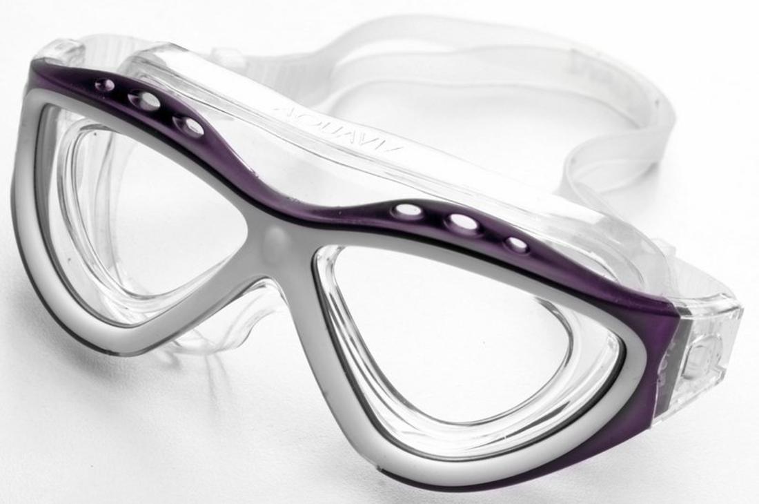 AQUAVIZ Anti-Fog Swimming Goggles for Adults & Kids - Purple/White - UV Protection, Comfortable Fit for Pool, Beach & Competitive Swimming