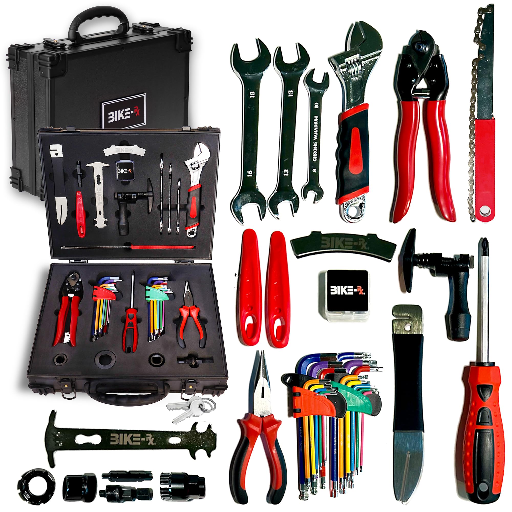 Elite 37-Piece Bike Tool Kit - Professional Bicycle Repair Set for Mountain, Road, BMX & E-Bikes | Includes Chain Breaker, Tire Repair Tools & Lockable Case | Perfect for Home Mechanics & On-the-Go Repairs