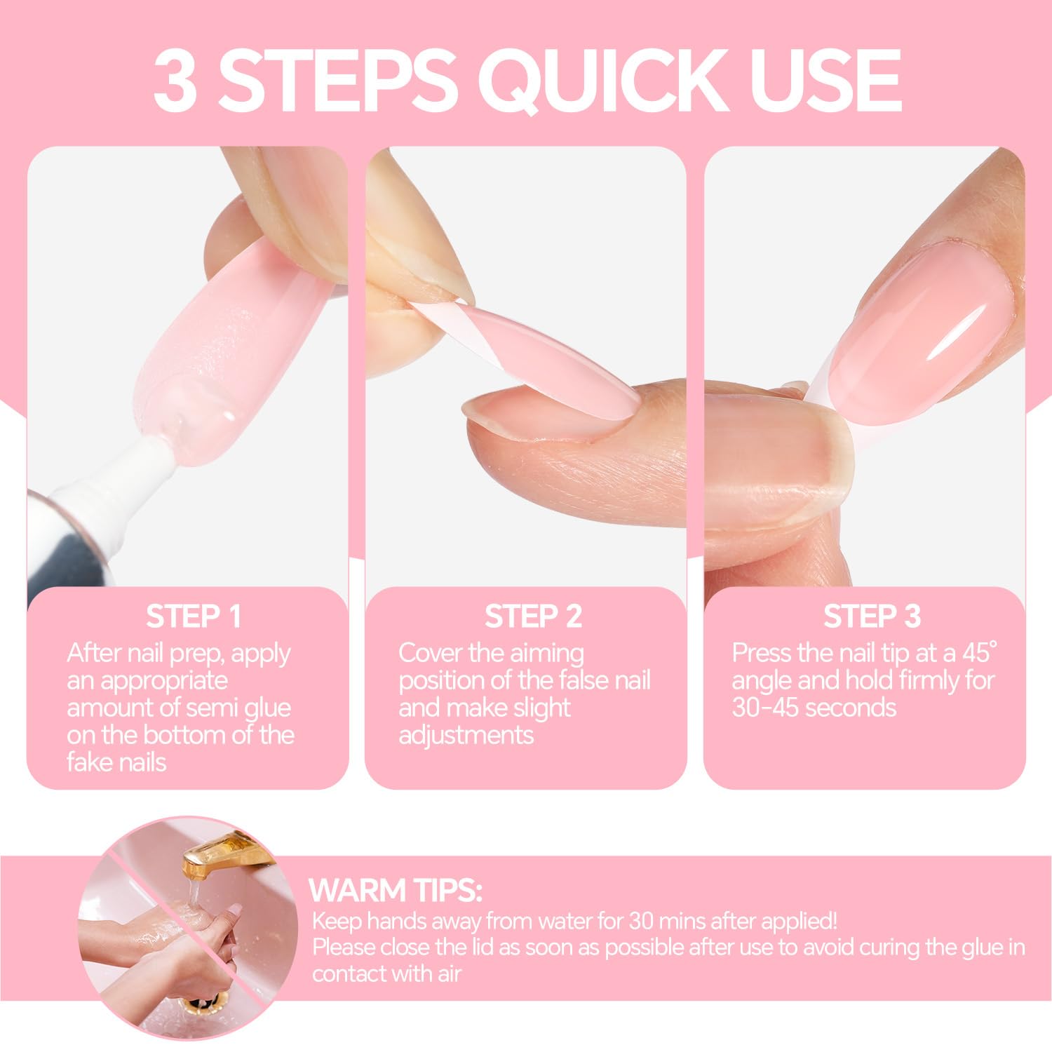 Quick Drying Semi-Solid Nail Glue for Press-On Nails - 2Pcs 10ml Super Strong Adhesive, No UV Light Needed, Long-Lasting Fake & Acrylic Nails Glue Gel - Perfect for Nail Extensions, Manicures & DIY Nail Art at Home