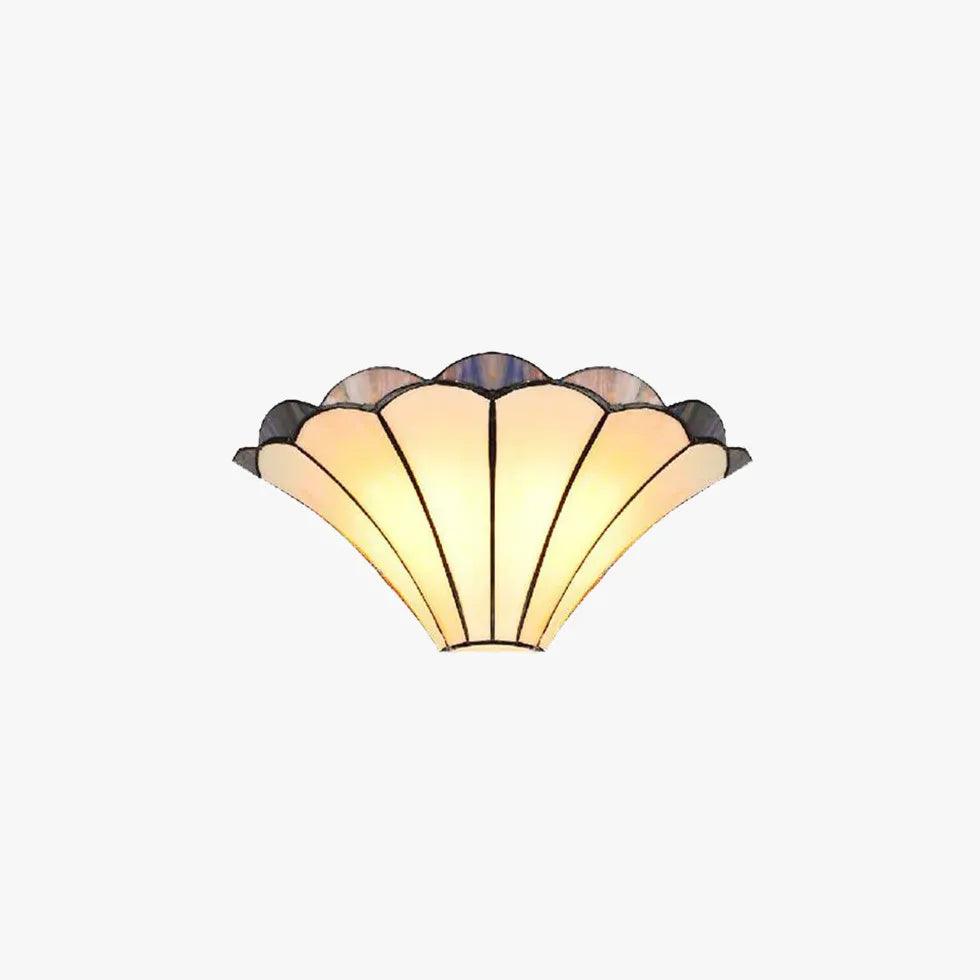Vintage Tiffany Shell Shaped Wall Sconce Lights - Handcrafted Stained Glass Coastal Decor for Bedroom, Living Room & Bathroom Lighting