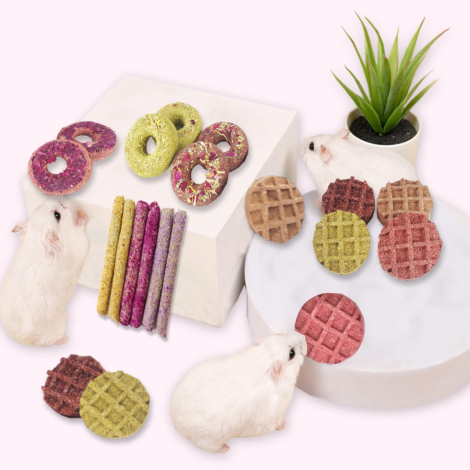 20PCS Natural Rabbit Chew Toys with Various Flavors - Dental Care Treats for Bunnies & Guinea Pigs - Promotes Digestion & Teeth Health - Perfect for Small Pets Chewing Needs & Cage Enrichment